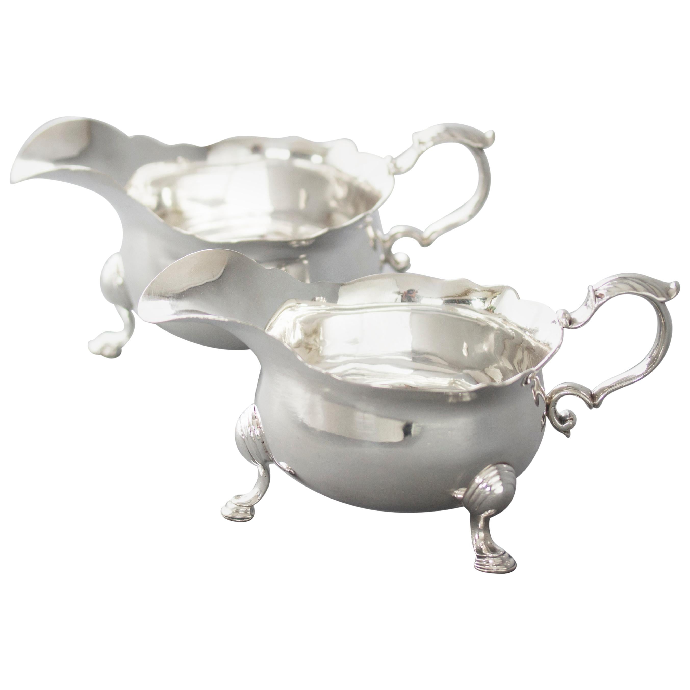 Pair of George II Silver Sauce Boats, London, 1737 by Benjamin West For Sale