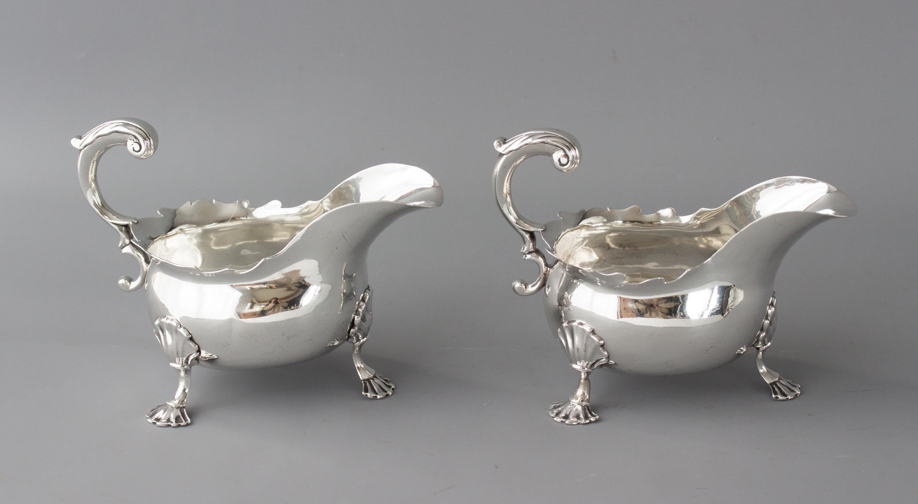 Pair of George II Silver Sauce Boats, London, 1752 4