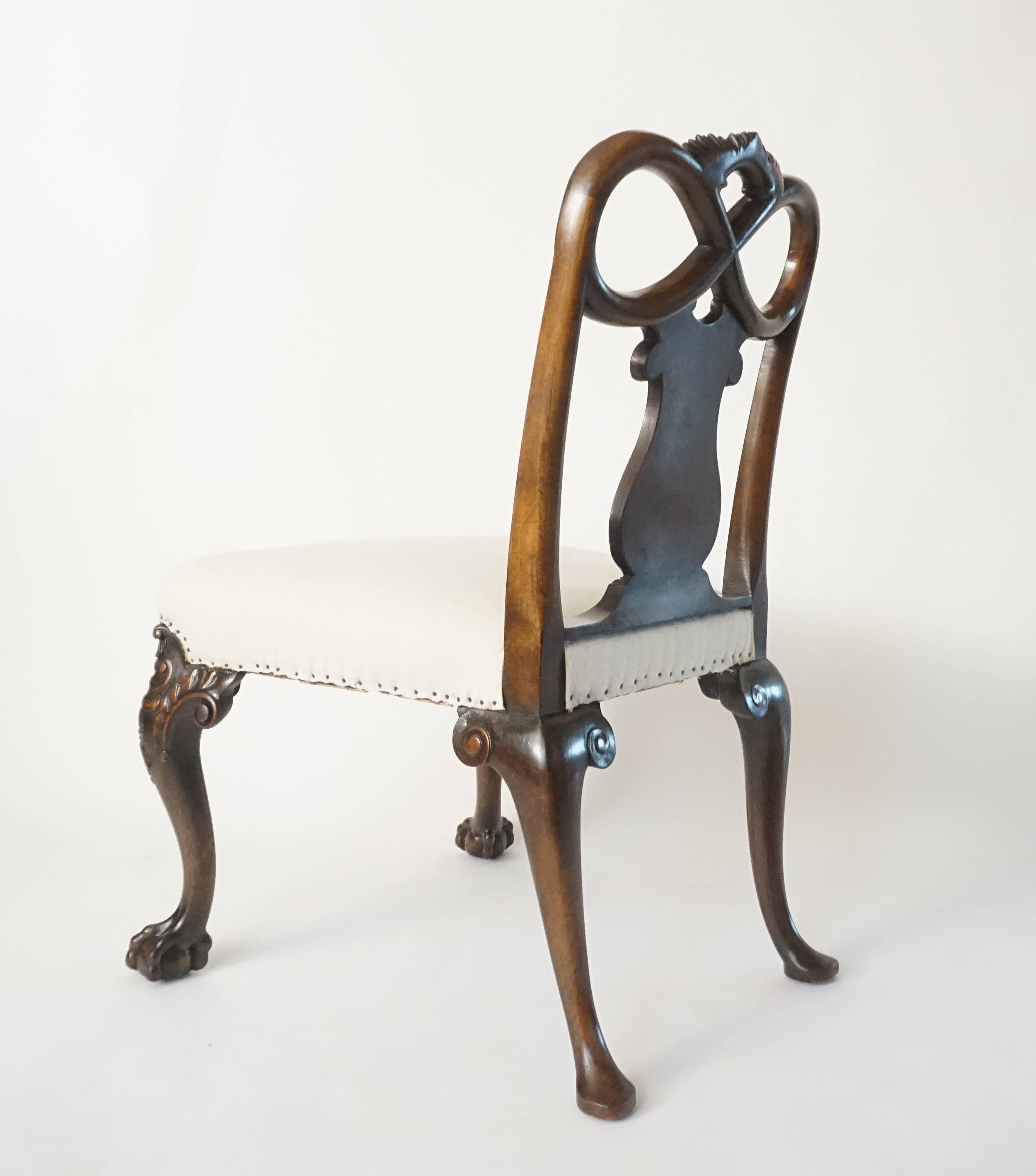 George II Style Carved Walnut Side Chairs, England, circa 1880 3