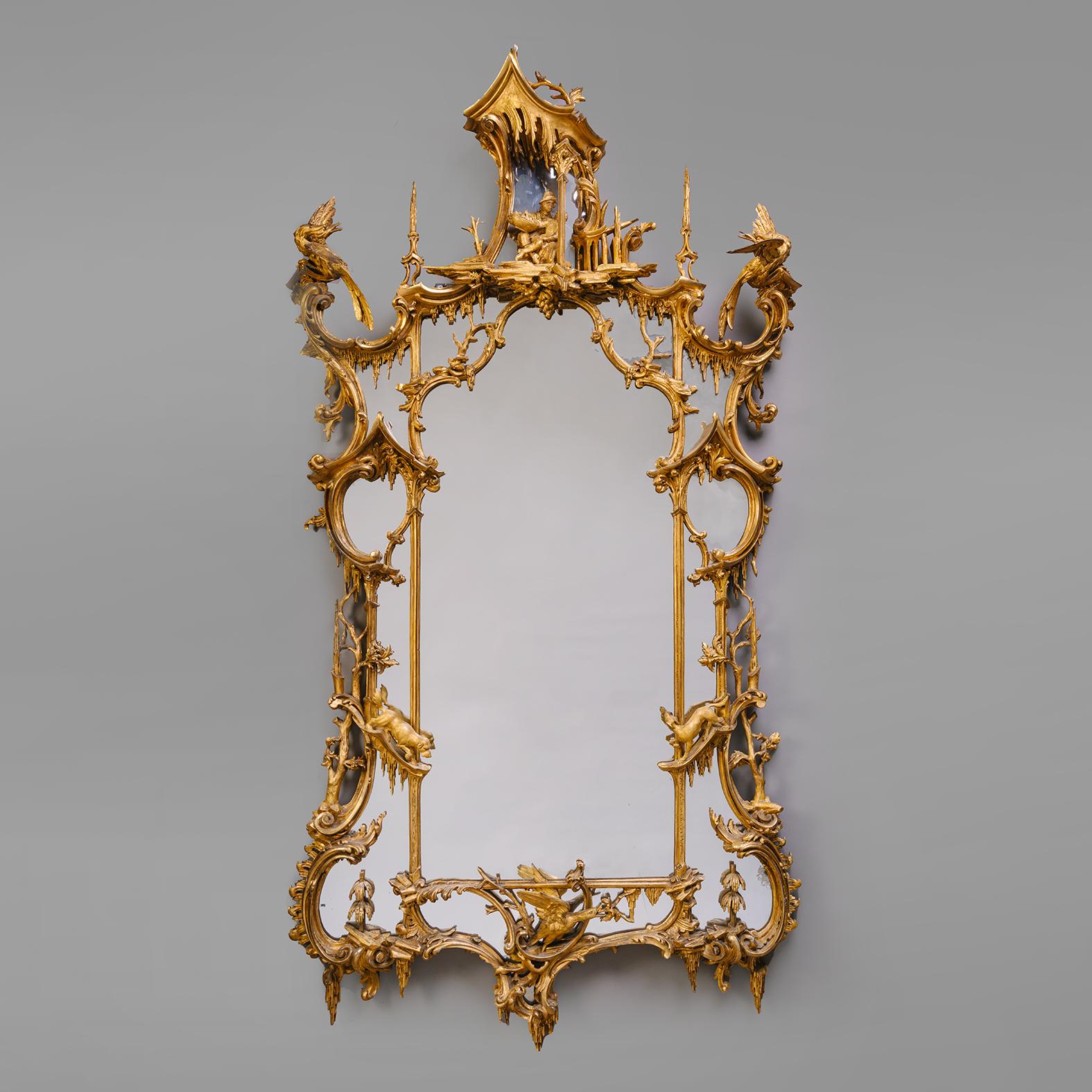 Pair of George II Style English Giltwood ‘Rococo’ Wall Mirrors In Good Condition For Sale In Brighton, West Sussex