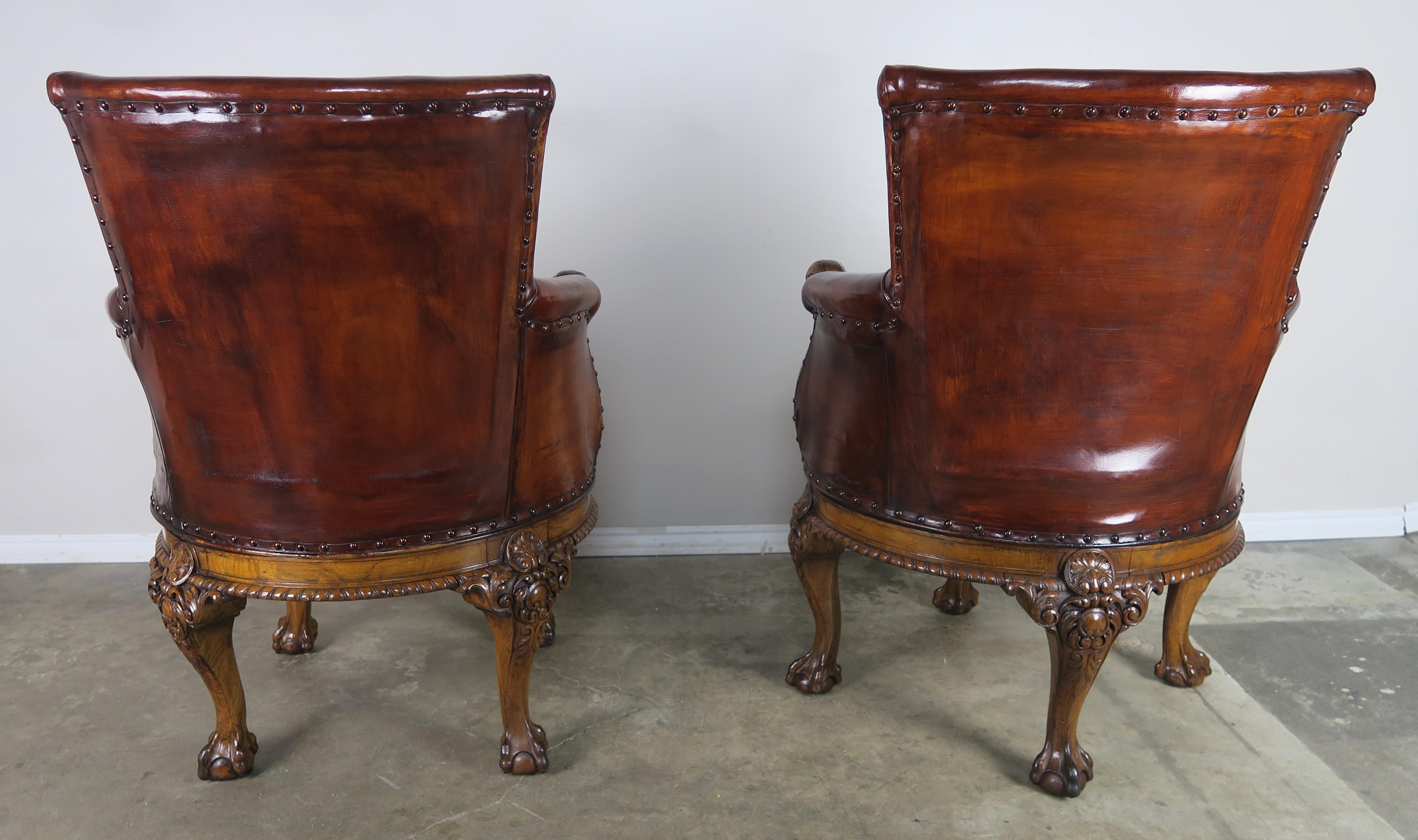 Pair of George II Style English Swivel Library Chairs 7