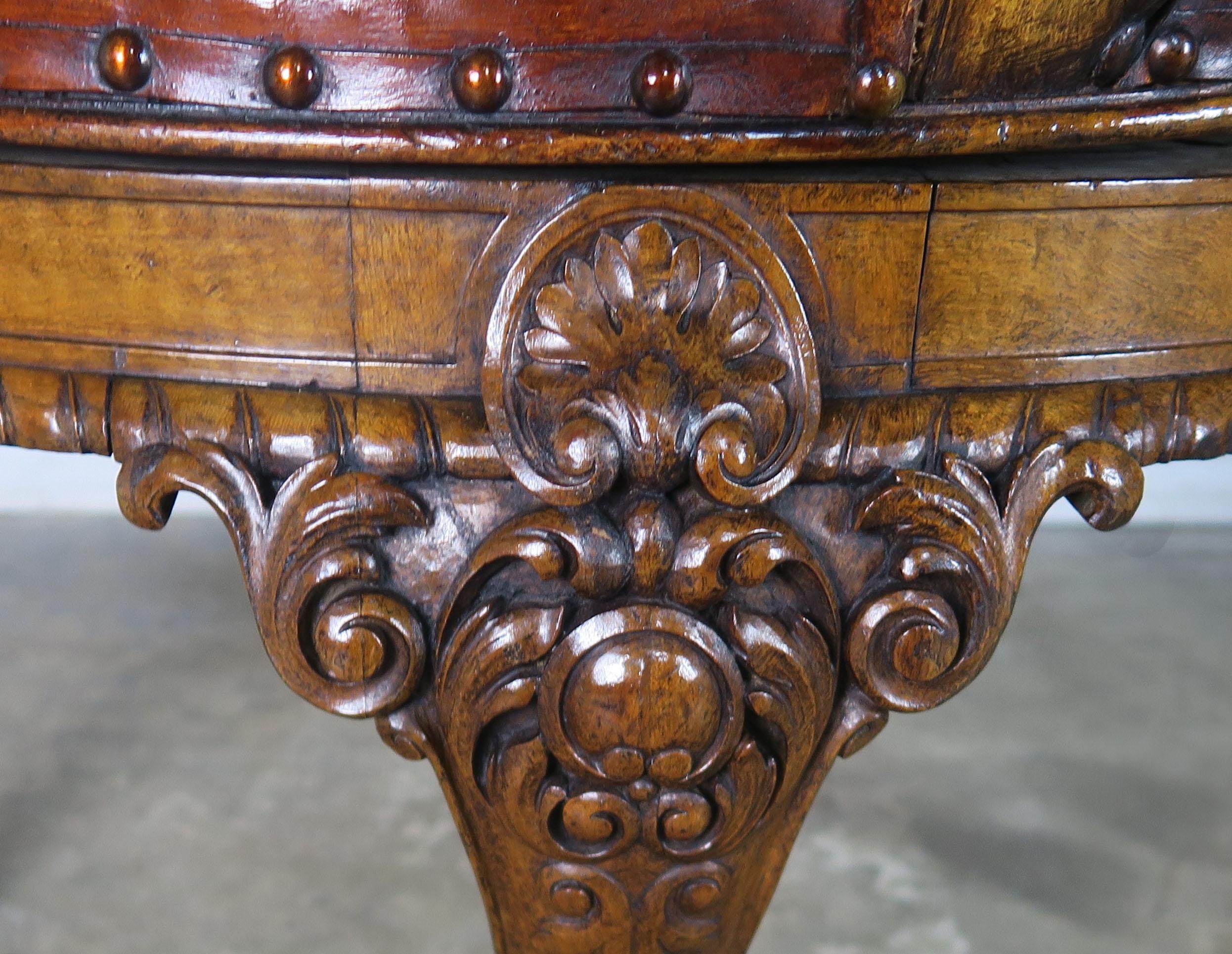 Pair of George II Style English Swivel Library Chairs In Distressed Condition In Los Angeles, CA