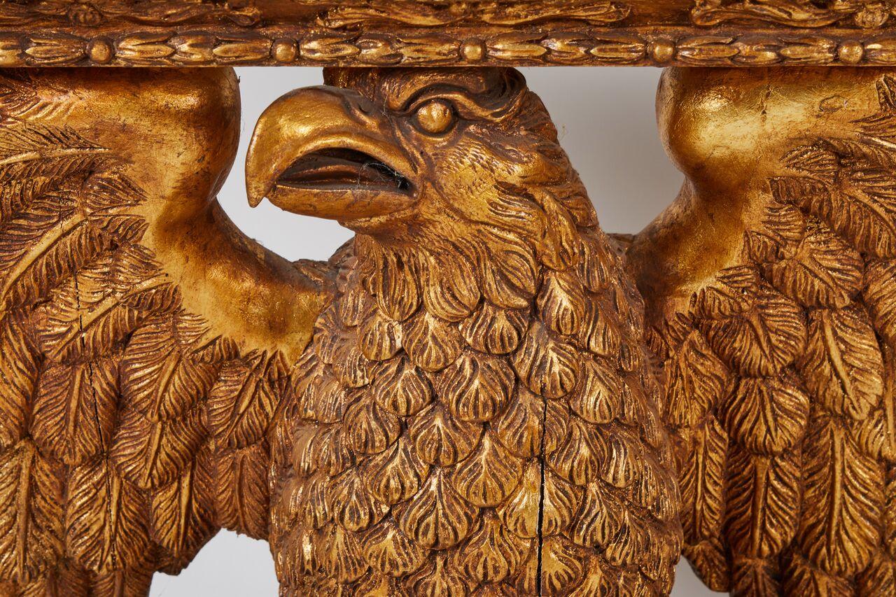 Pair of George II Style Kentian Carved Giltwood Eagle Consoles For Sale 4