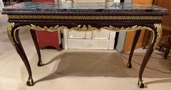 Pair of George II Style Parcel Gilt Marble Top Mahogany Console Tables