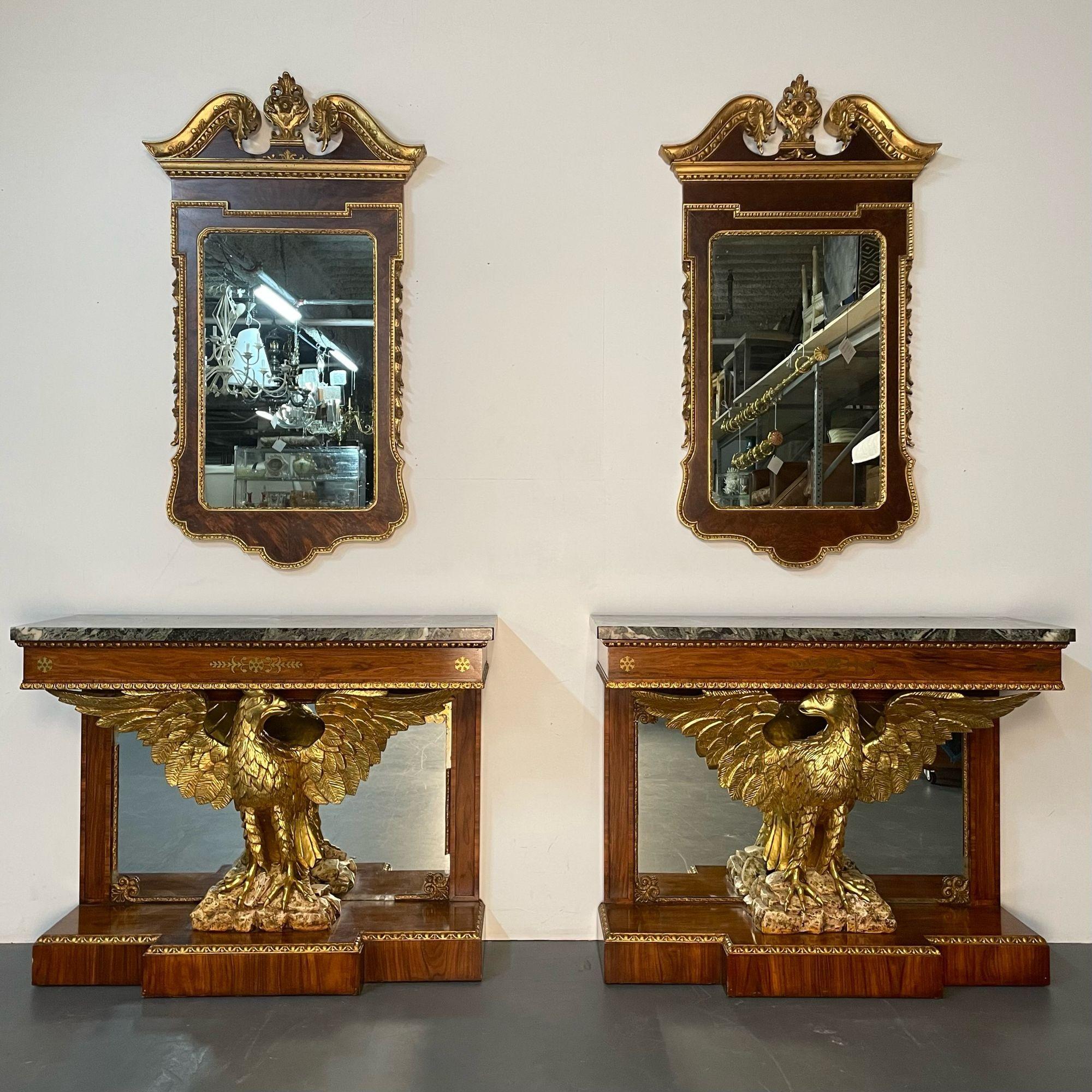 Paire de miroirs de console de style George II, ronce de noyer et parchemin doré en vente 4