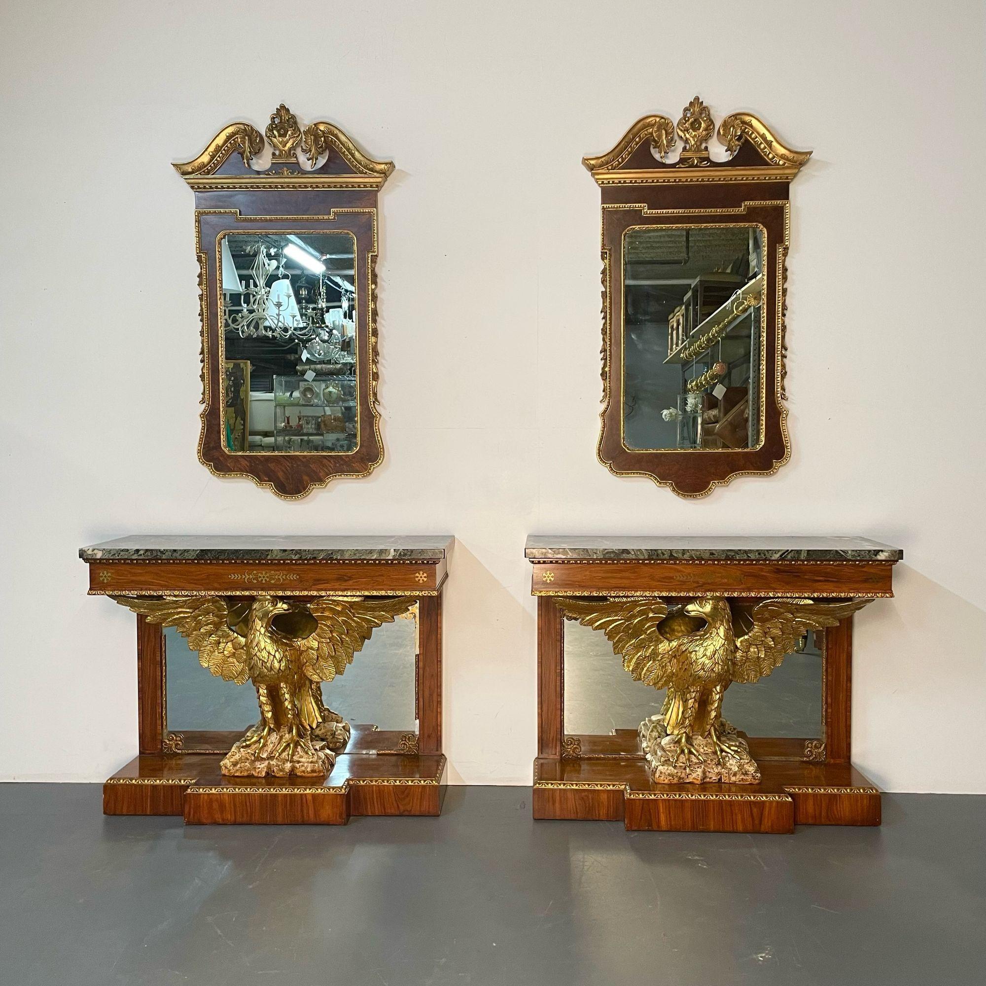 Paar Pfeiler-/Konsolenspiegel im George-II-Stil, Wurzelholz, Nussbaumholz und vergoldet im Angebot 4
