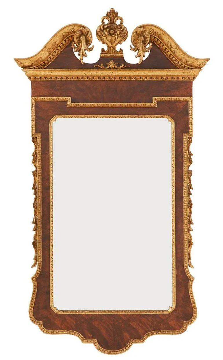 Anglais Paire de miroirs de console de style George II, ronce de noyer et parchemin doré en vente