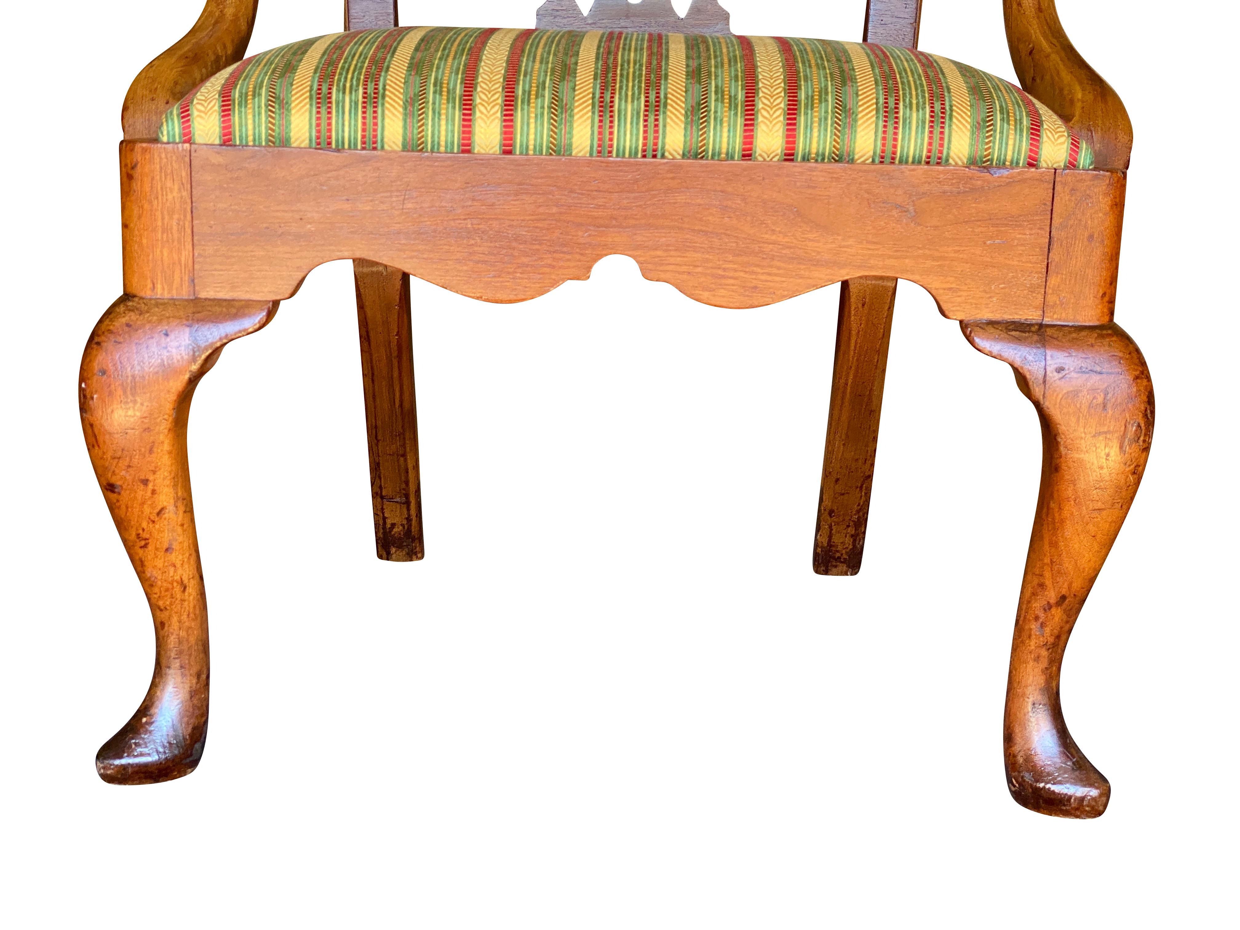 Pair of George II Style Walnut Armchairs 5