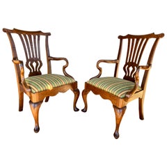 Pair of George II Style Walnut Armchairs