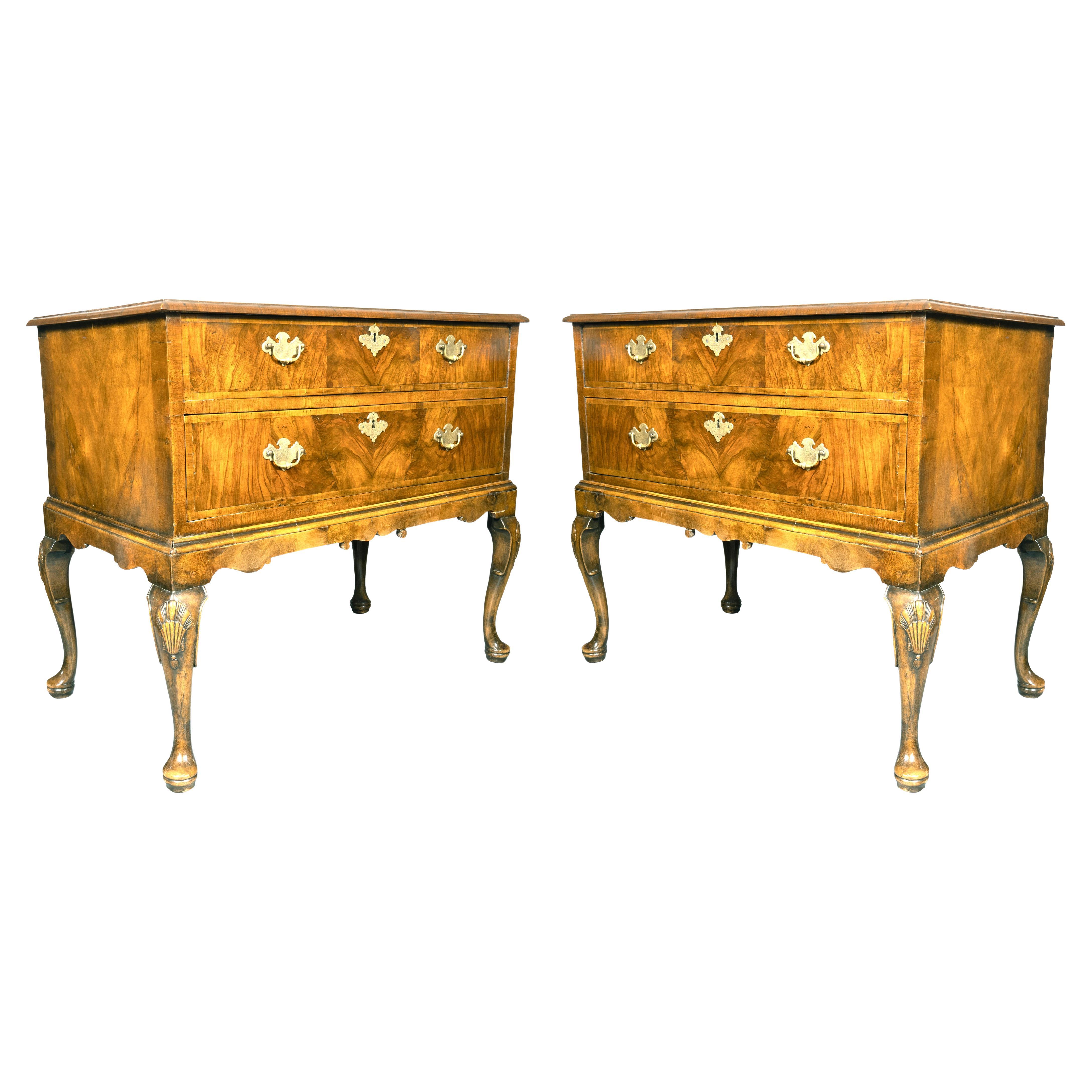 Pair Of George II Style Walnut Commodes For Sale