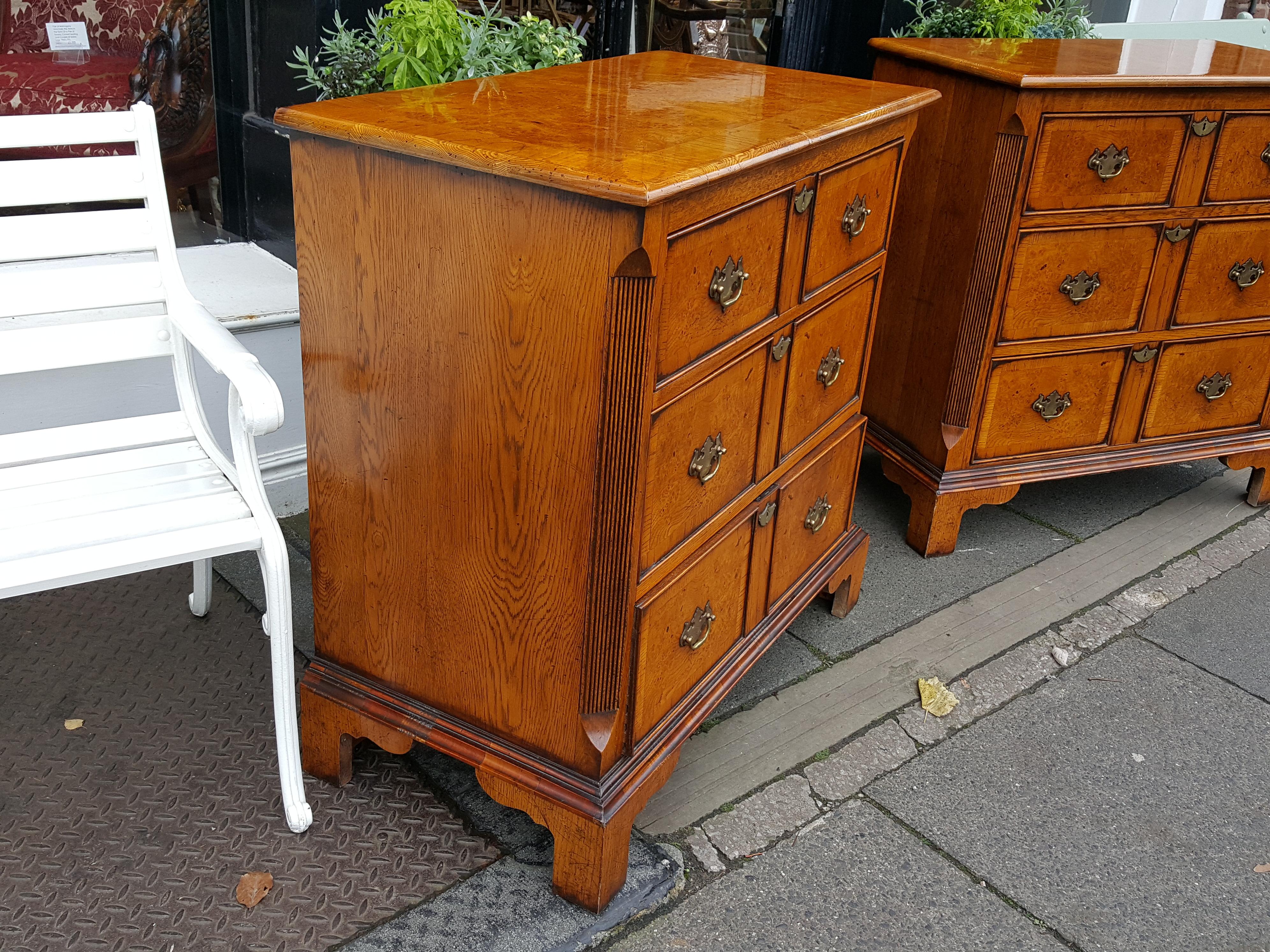Pair of George II Style Yew Chest of Drawers In Good Condition For Sale In Altrincham, Cheshire