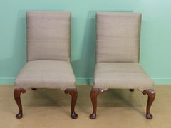 Pair of George II Upholstered Walnut Chairs