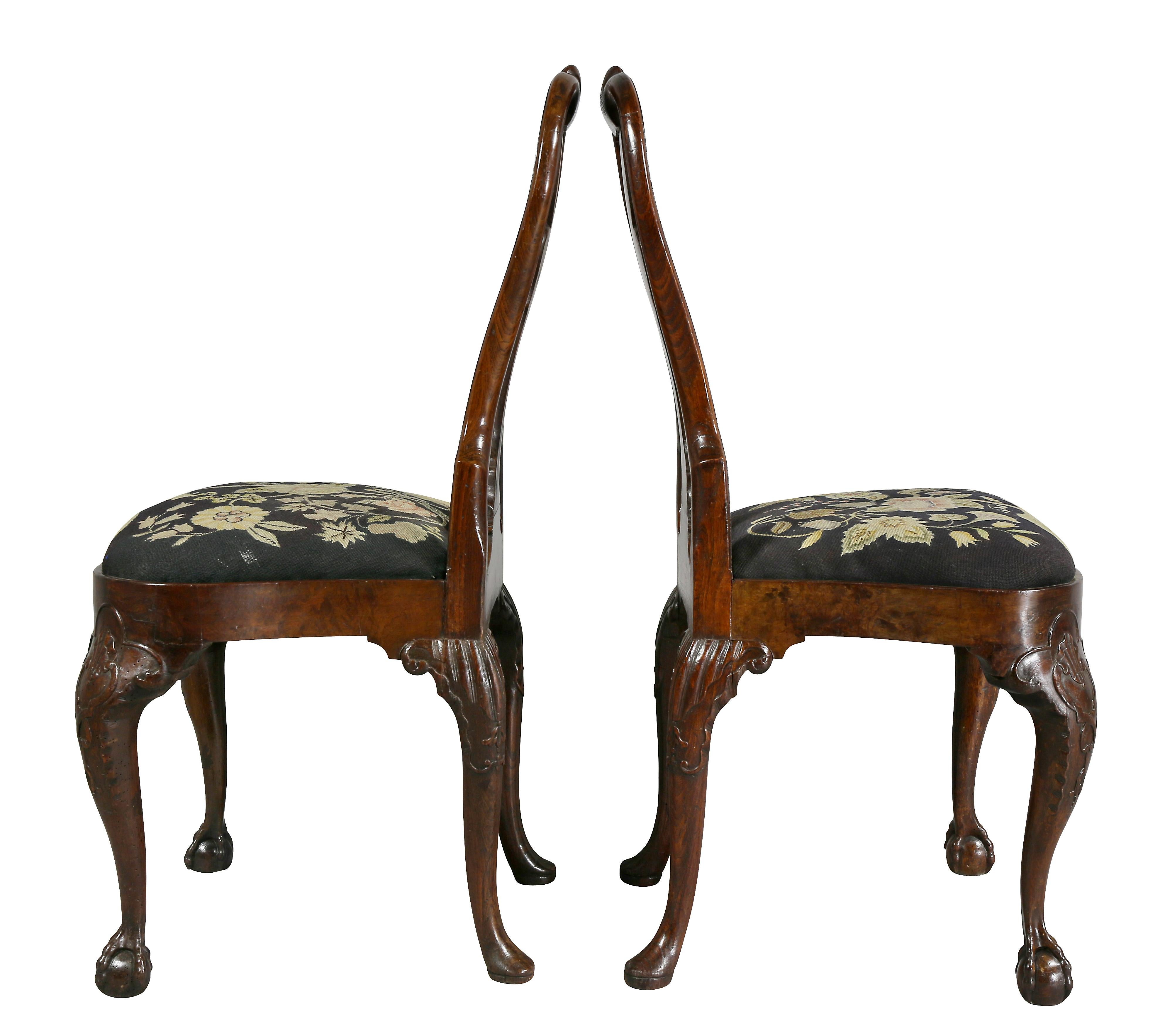 Pair Of George II Walnut Side Chairs, Possibly Dutch 6