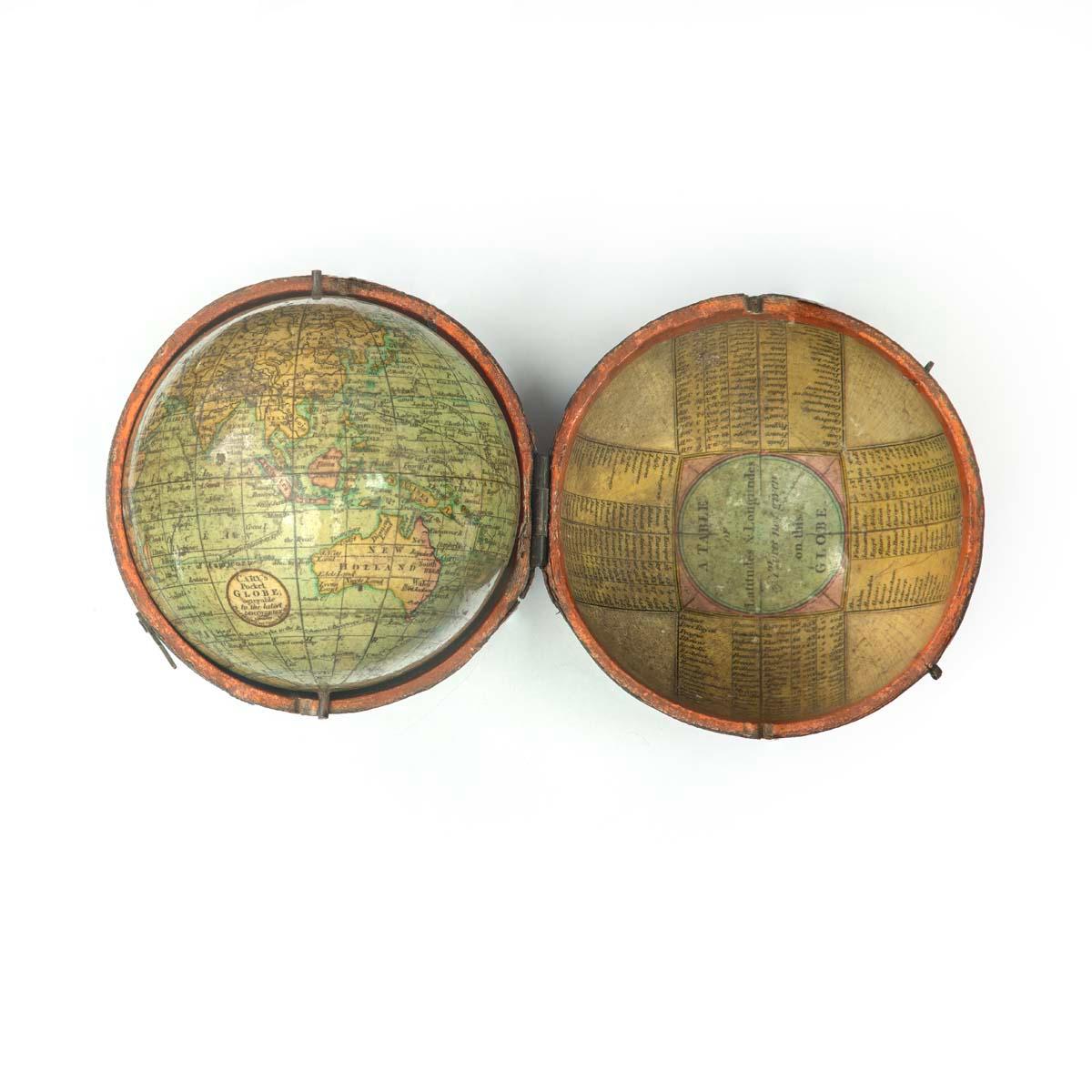 Paire de globes de poche George III de 3 pouces par J & W Cary, un daté de 1791 en vente 3