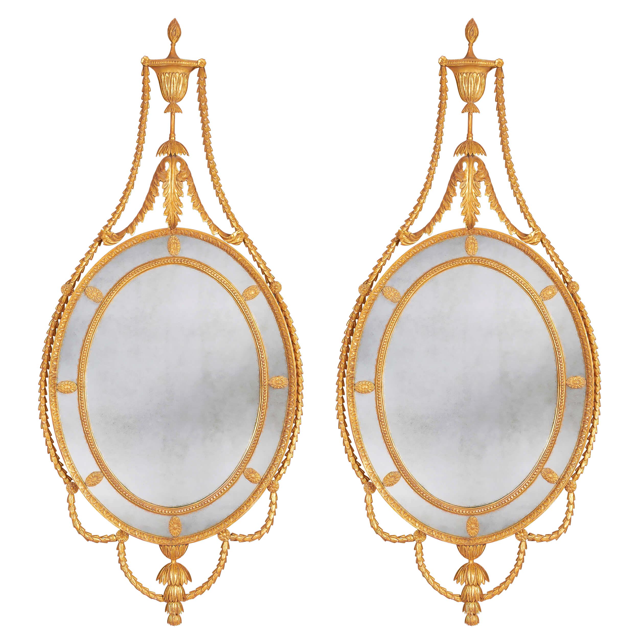 Pair of George III Adam Giltwood Mirrors For Sale