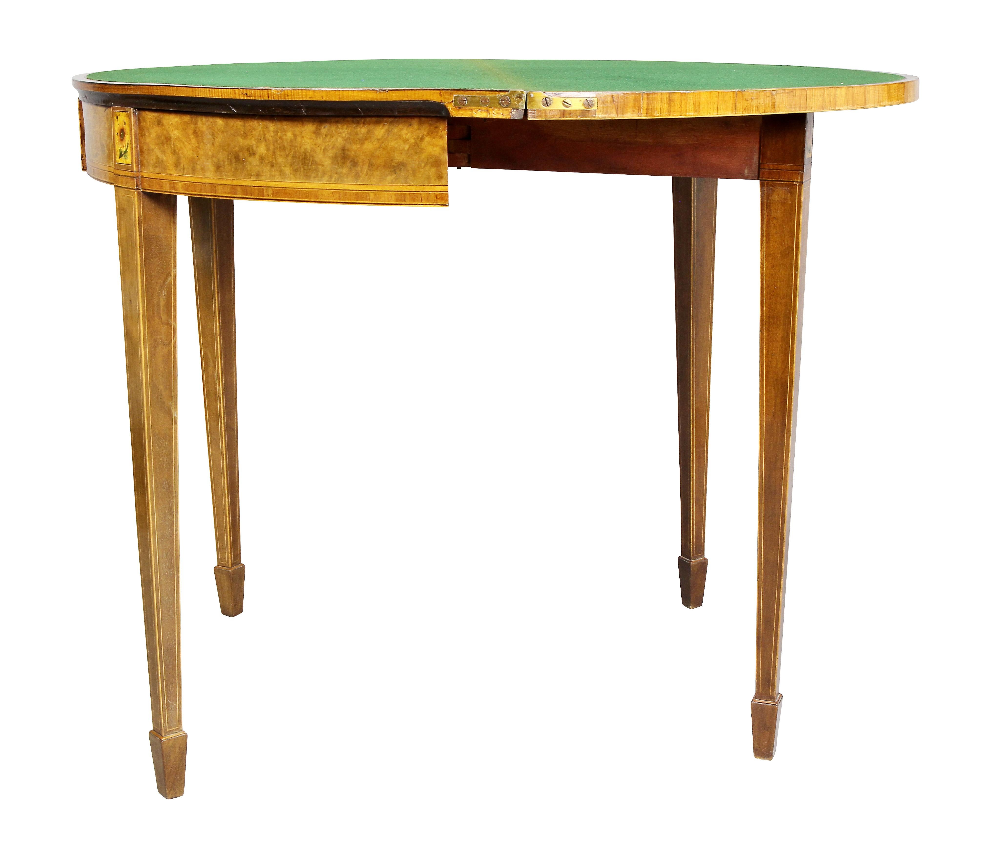 Pair of George III Amboyna and Paint Decorated Games Tables For Sale 7