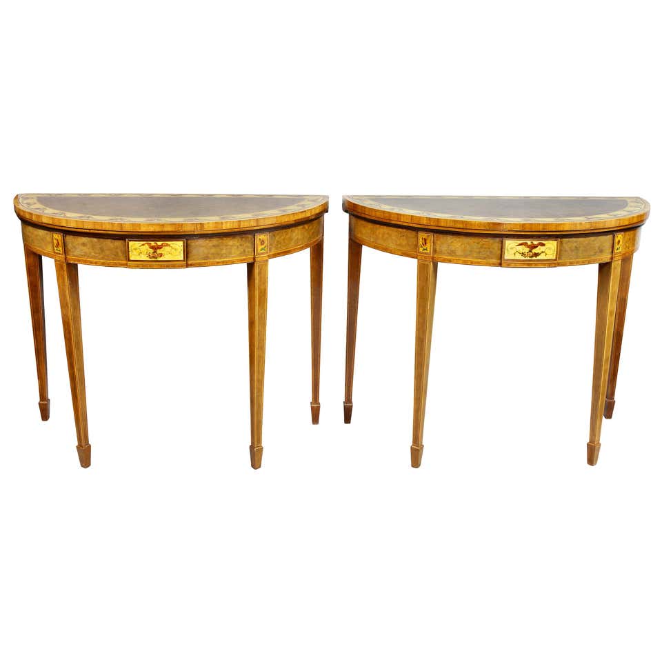 Pair of George II Style Giltwood and Grey Marble Eagle Console Tables ...