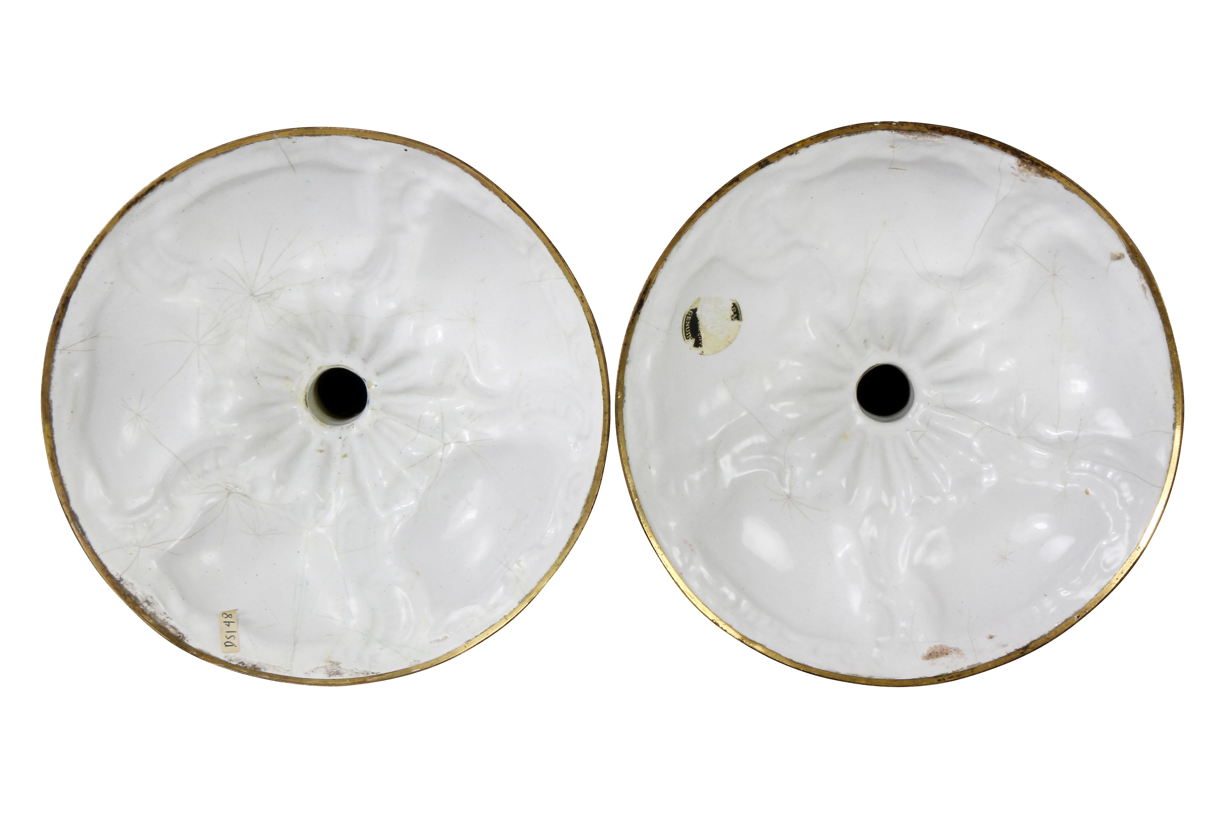 Pair Of George III Battersea Enamel Candlesticks 5