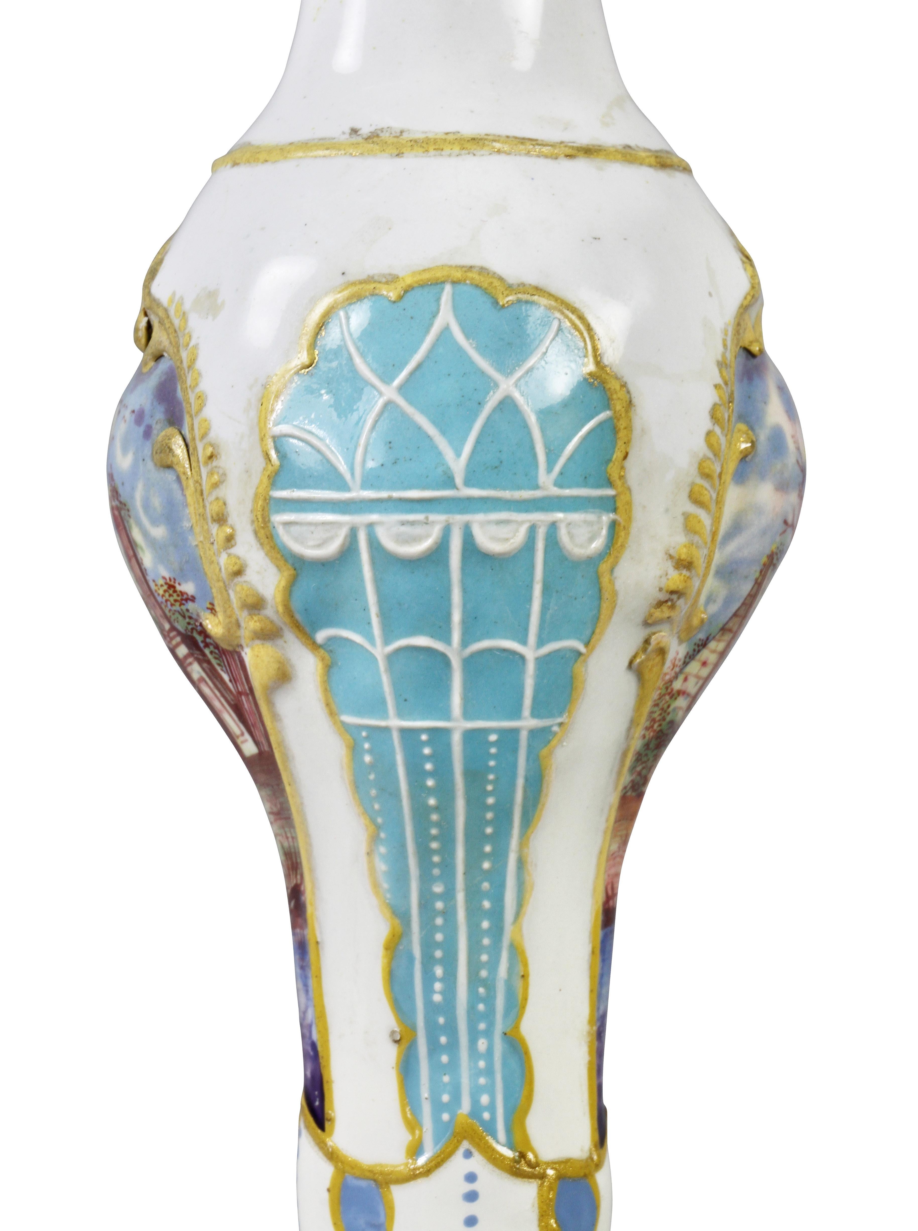 Pair Of George III Battersea Enamel Candlesticks 7