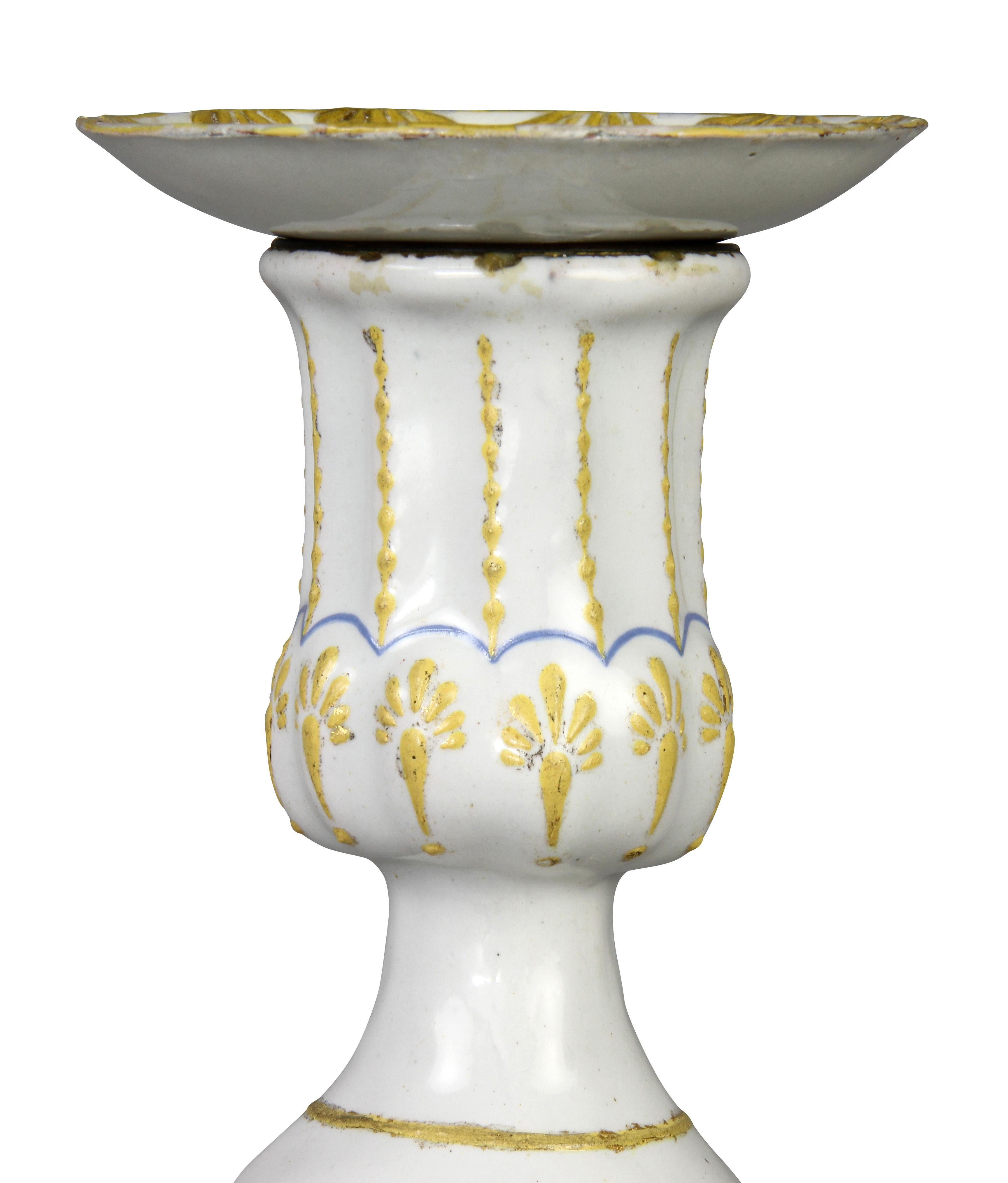 English Pair Of George III Battersea Enamel Candlesticks
