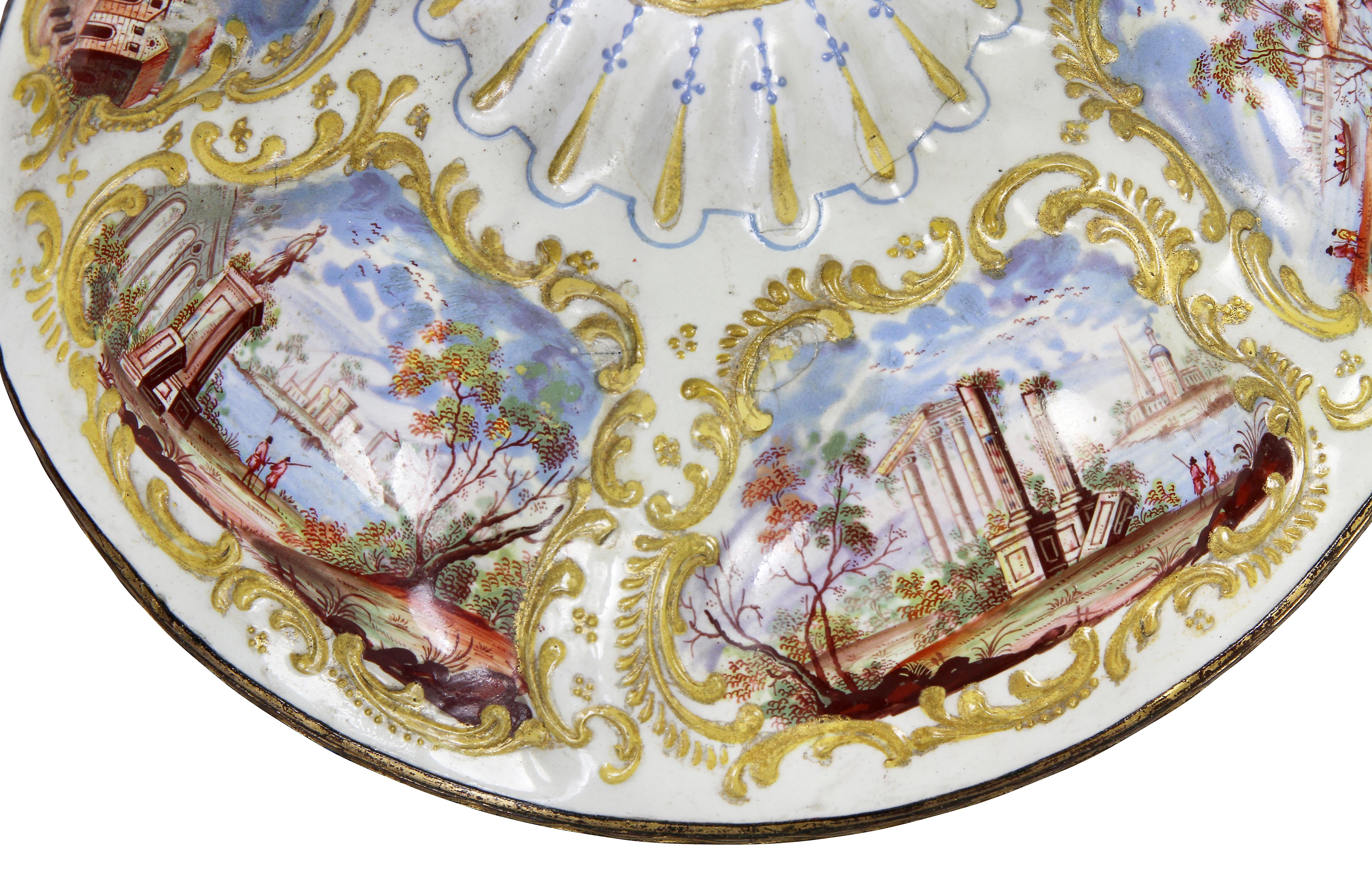 Pair Of George III Battersea Enamel Candlesticks 2