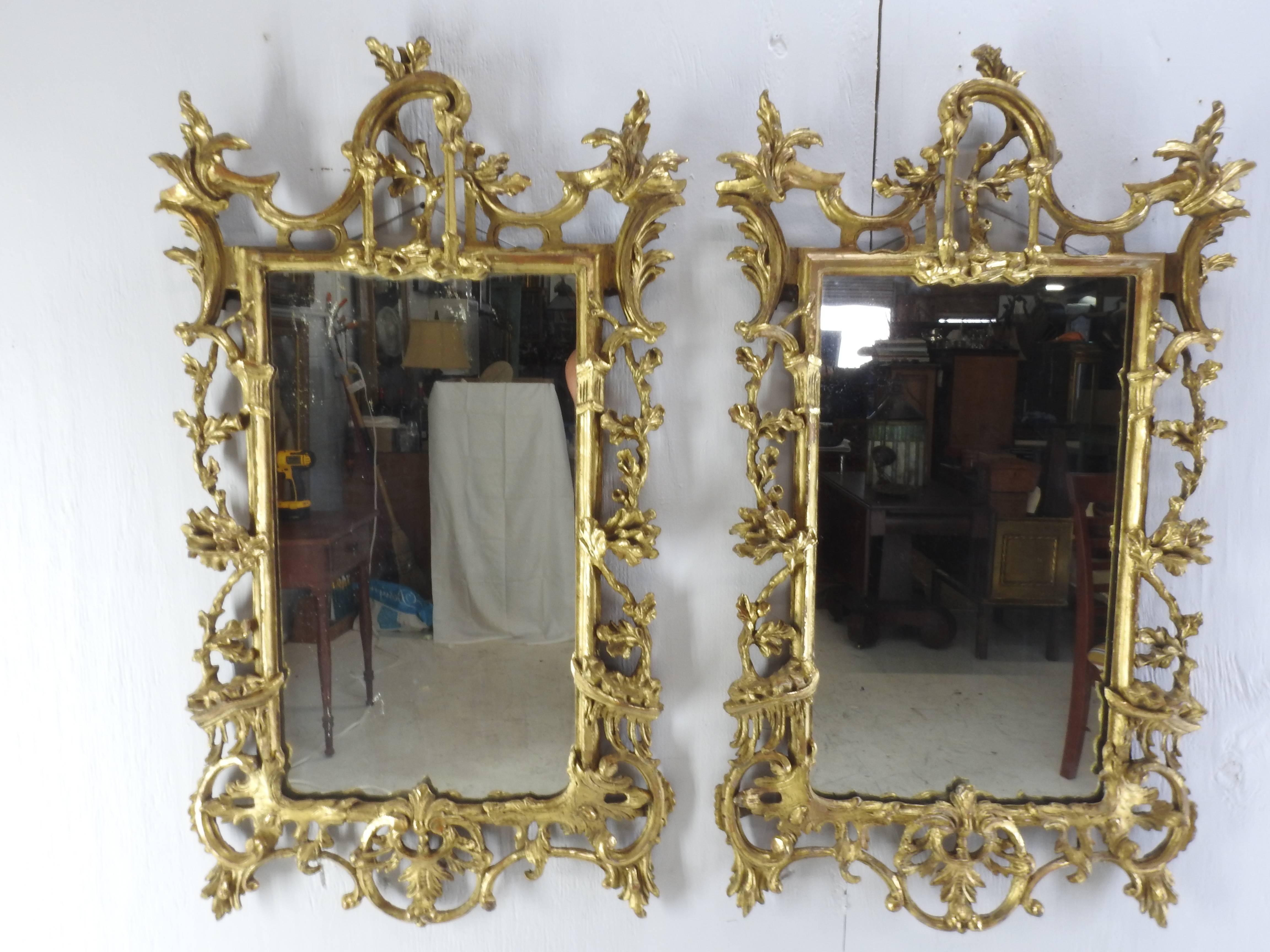 Pair of George III Bright Gilt Mirrors For Sale 4