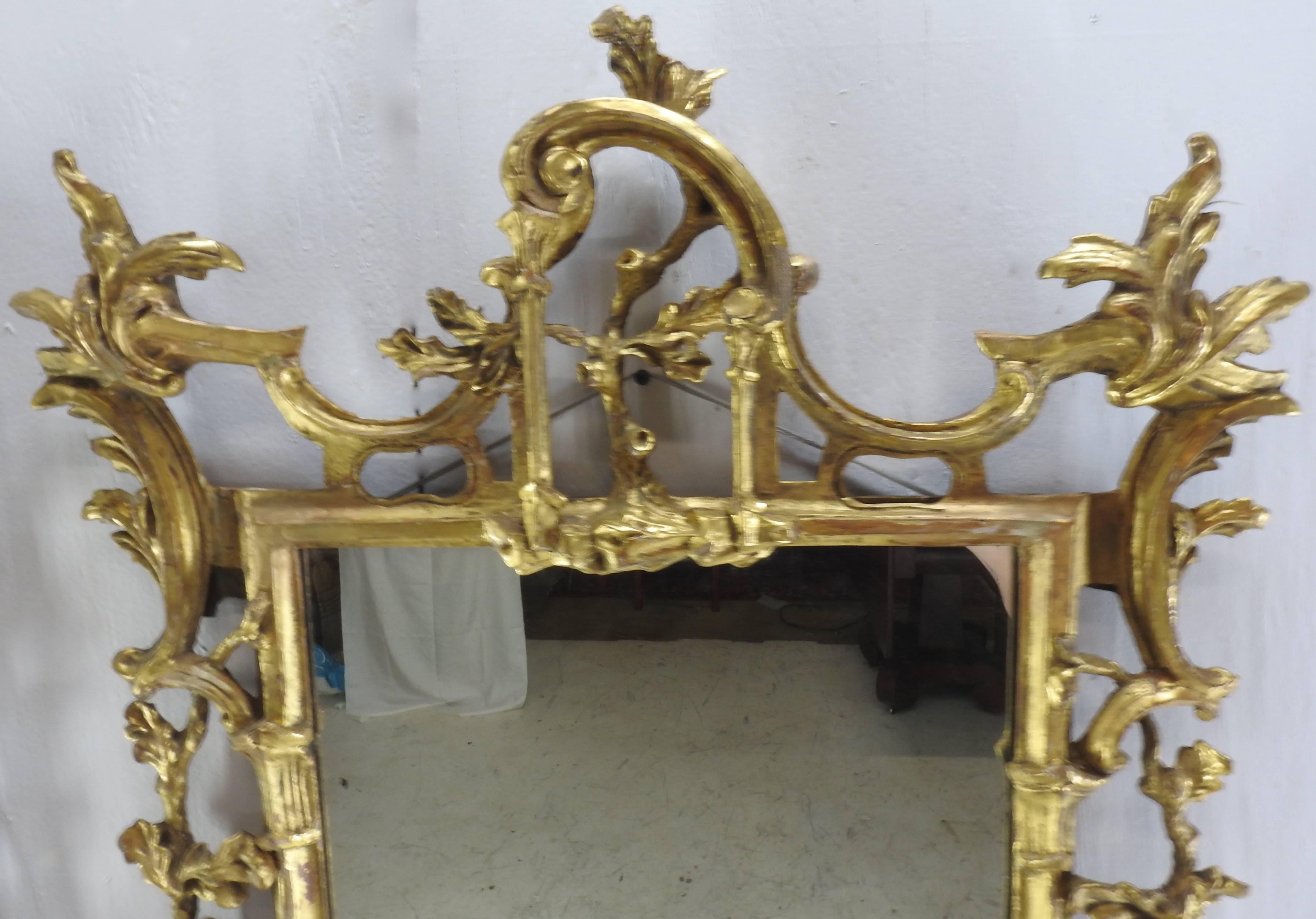 Hand-Crafted Pair of George III Bright Gilt Mirrors For Sale