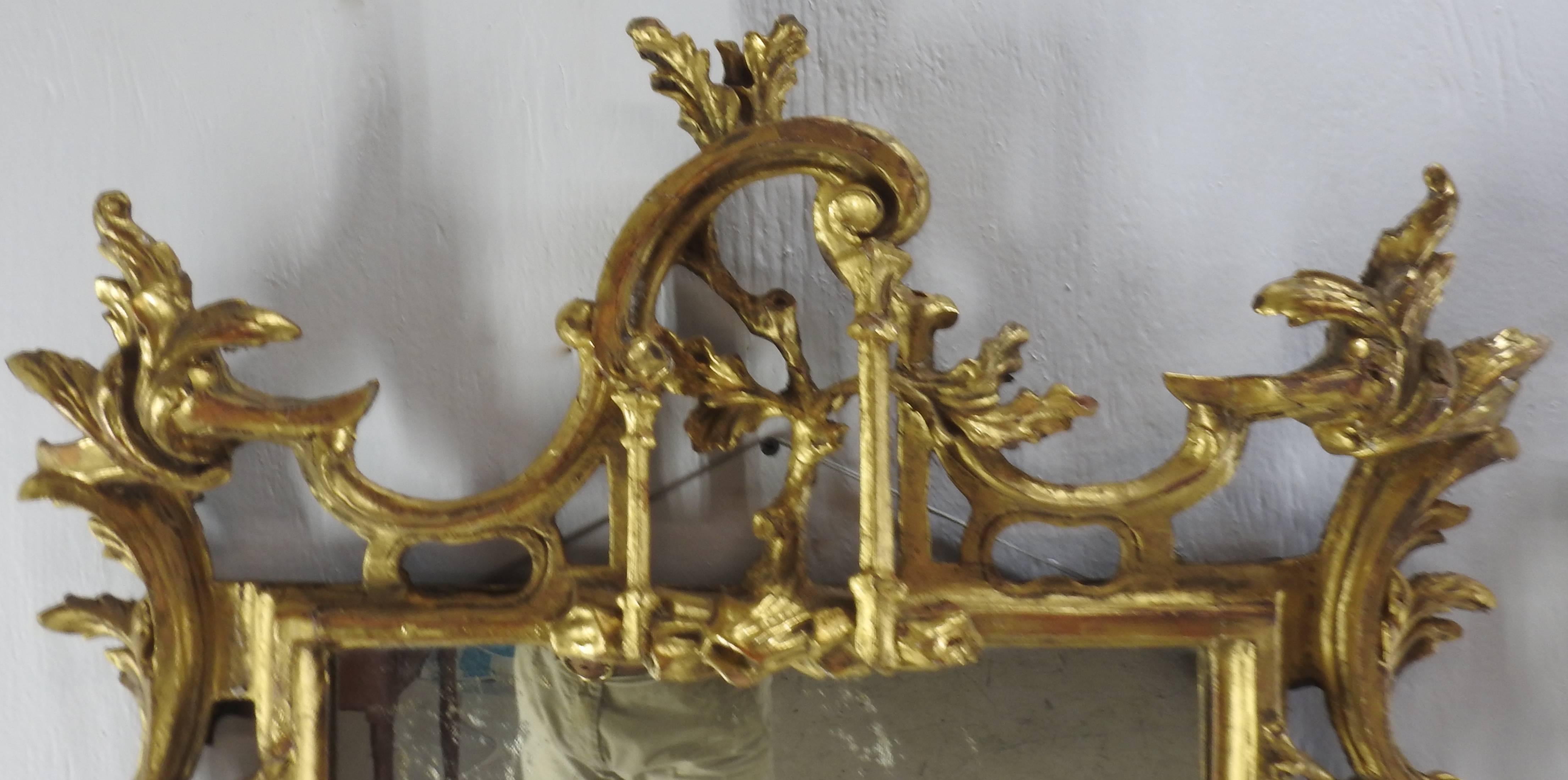 Pair of George III Bright Gilt Mirrors In Fair Condition For Sale In Cookeville, TN