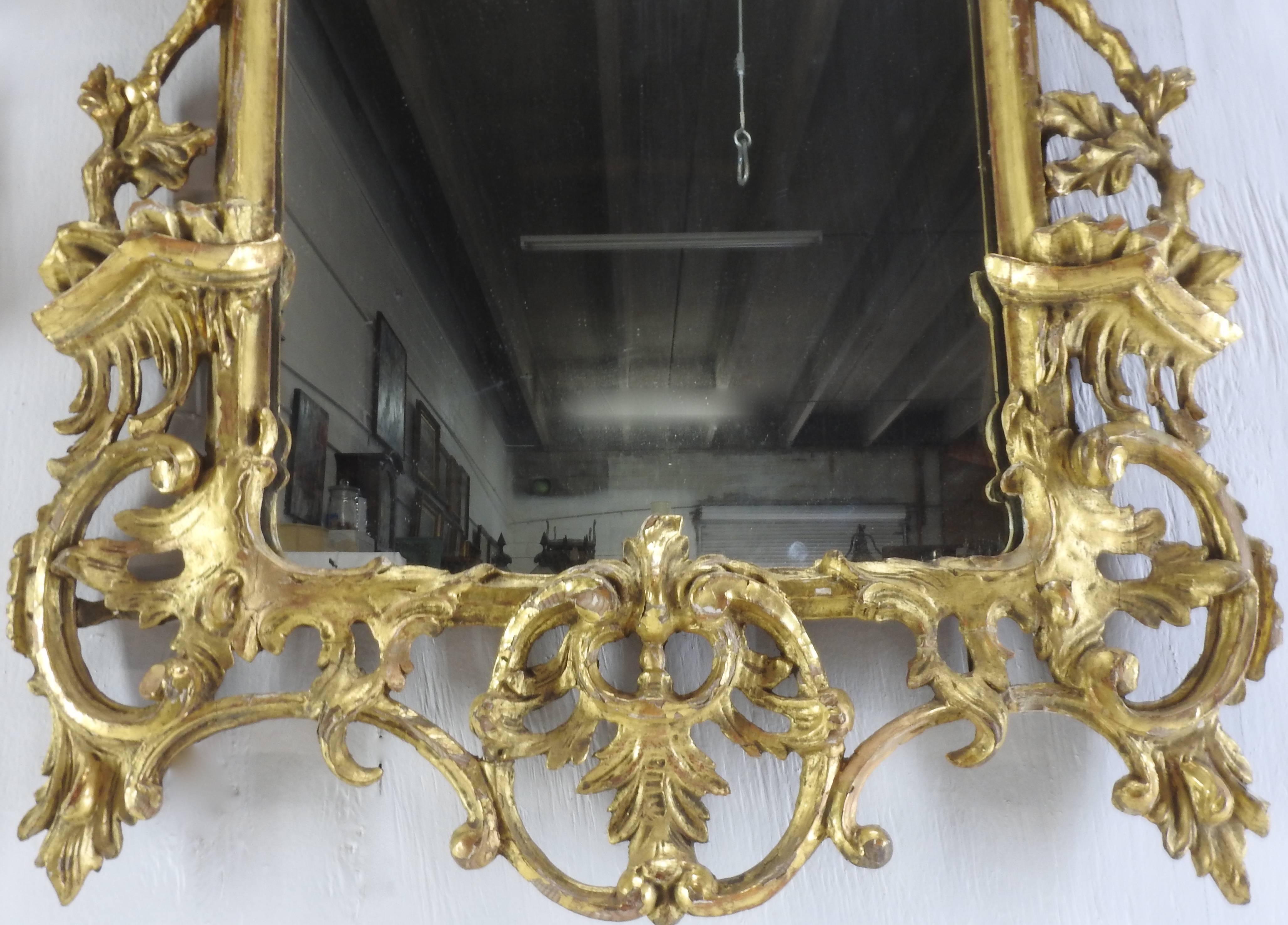 19th Century Pair of George III Bright Gilt Mirrors For Sale