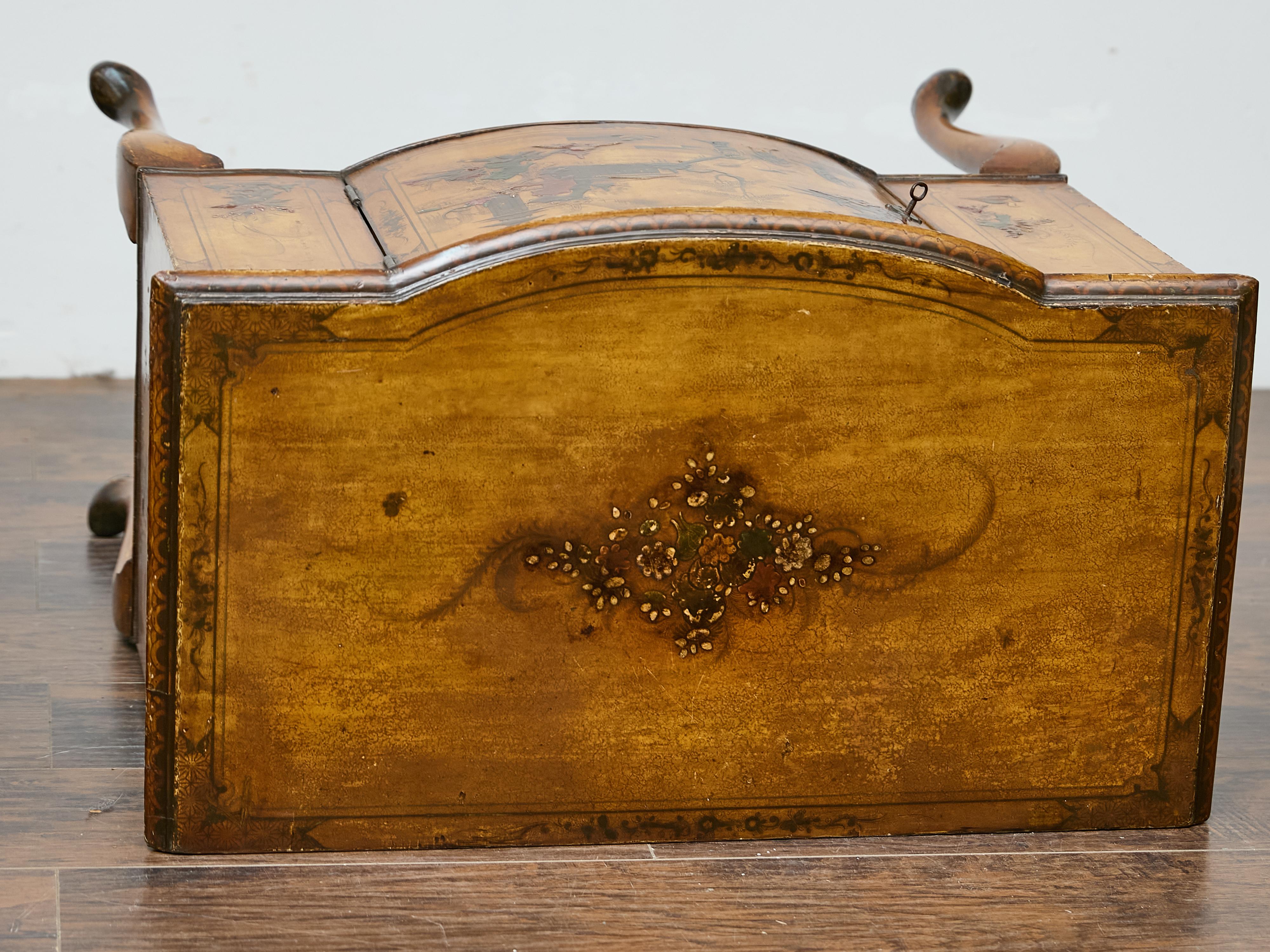 Paar Chinoiserie-Kommoden aus der Zeit von George III mit handgemalten Szenen im Angebot 12