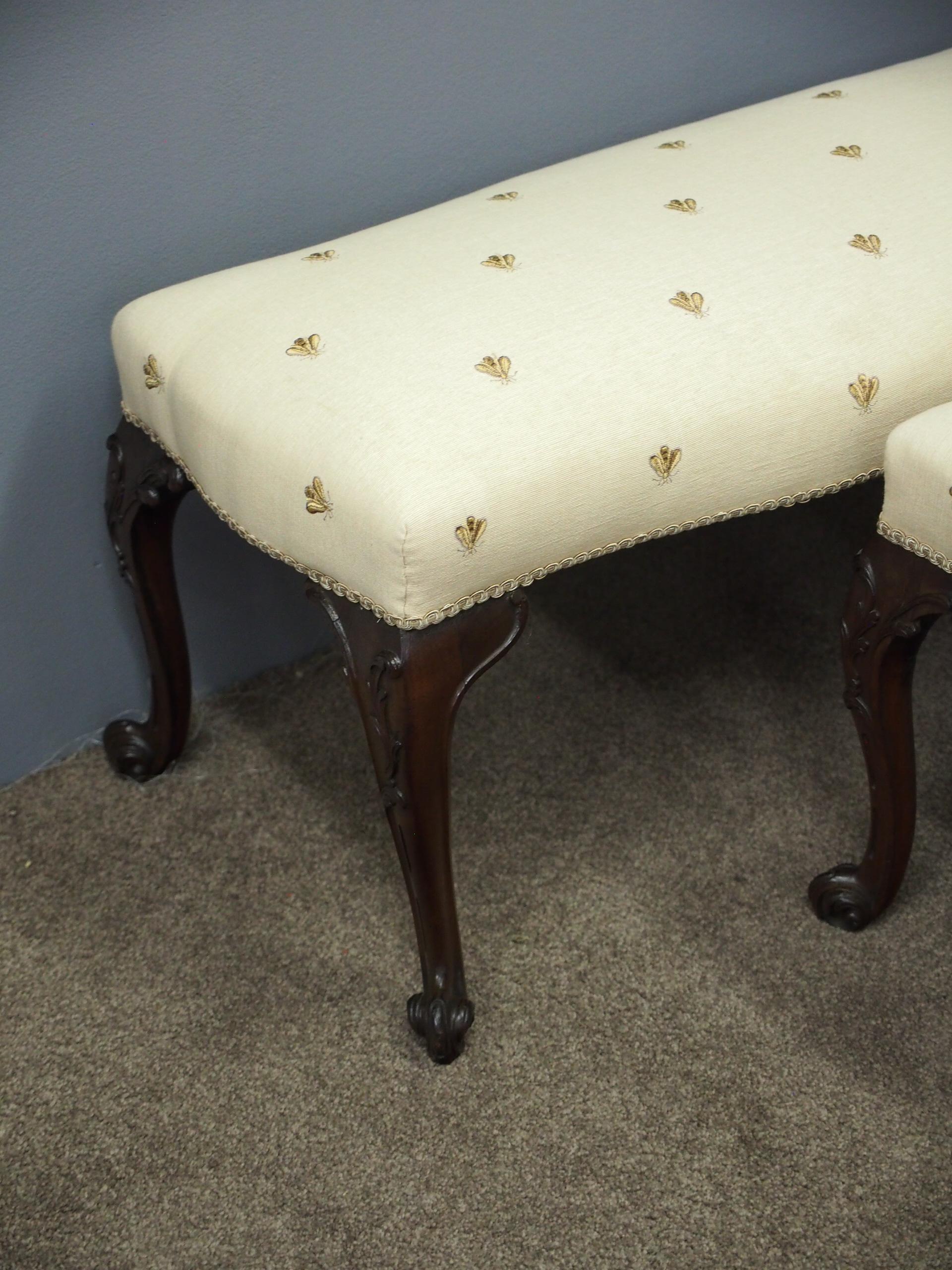 Mahogany Pair of George III Chippendale Style Stools