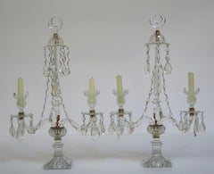Pair of George III Crystal Two-Light Candelabra