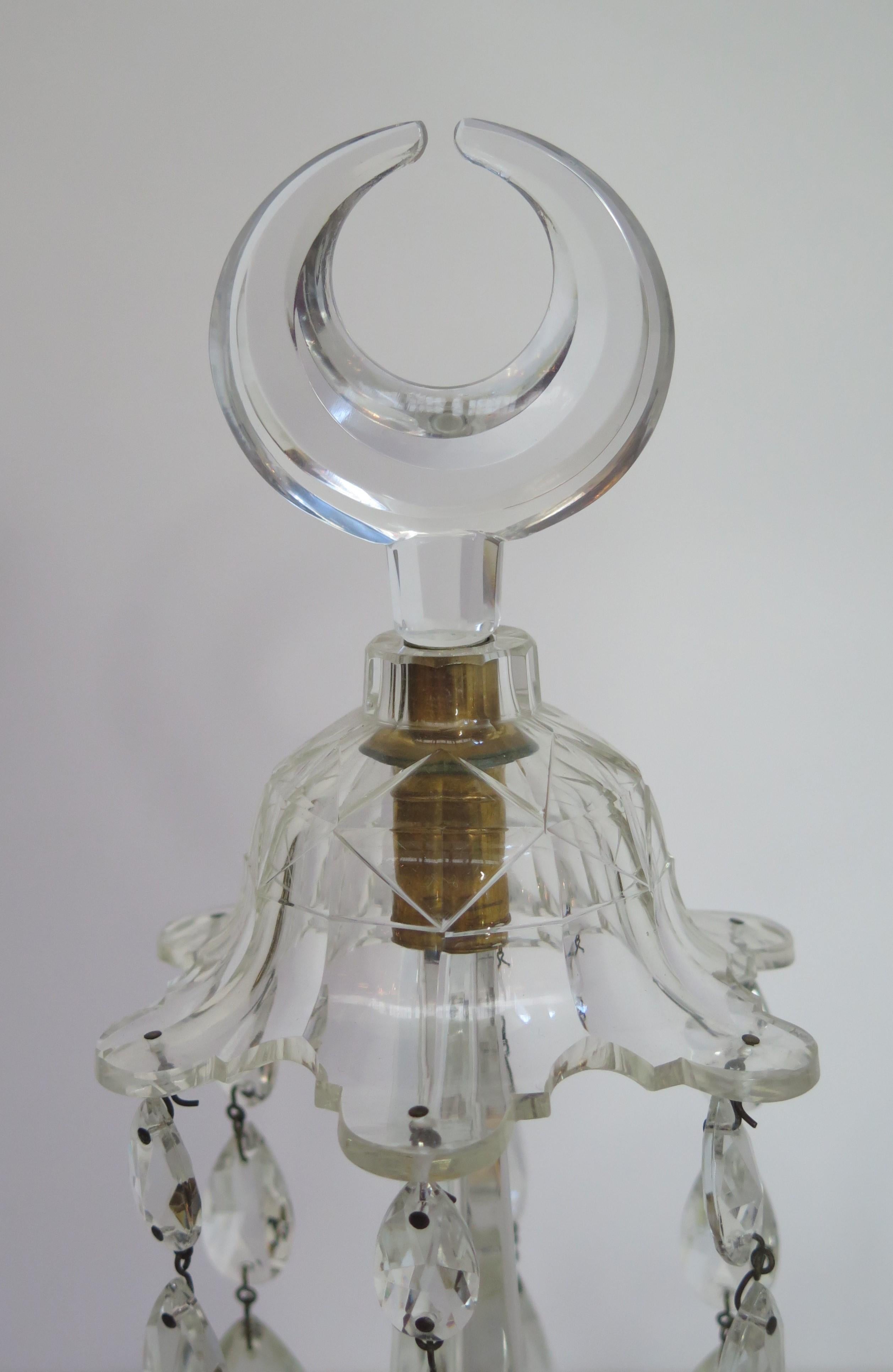 18th Century Pair of George III Crystal Two-Light Candelabra