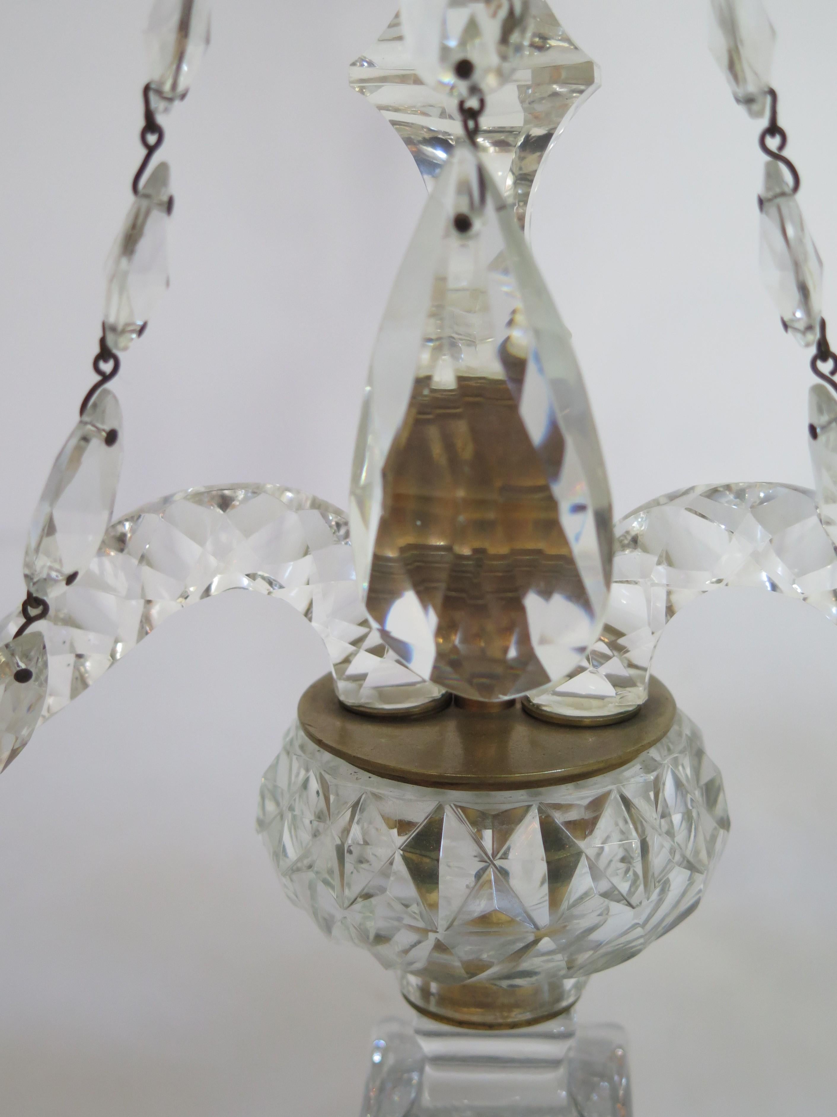 Pair of George III Crystal Two-Light Candelabra 2