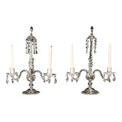 Pair of George III Cut Glass Girandoles