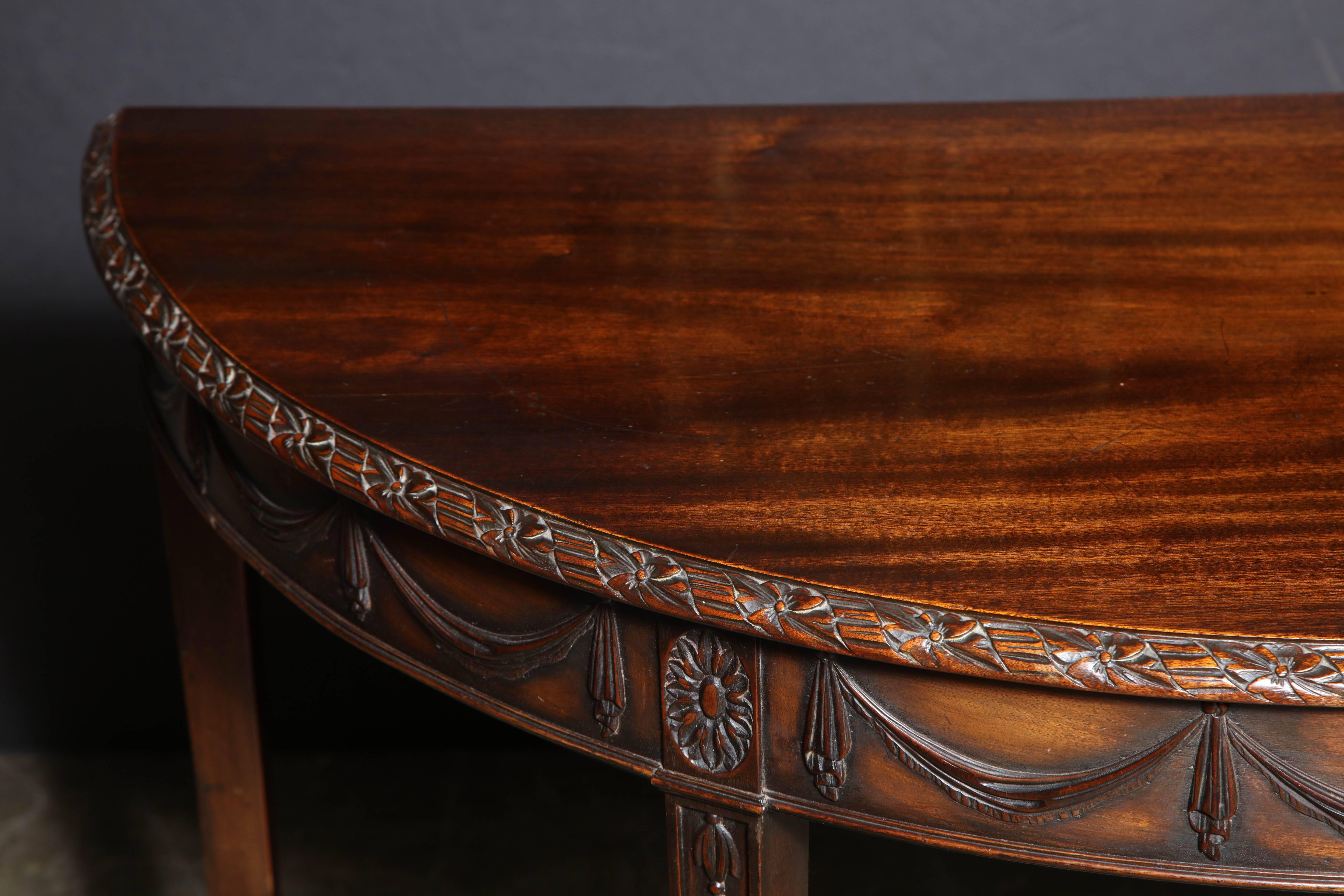 Pair of George III Demilune Console Tables 5