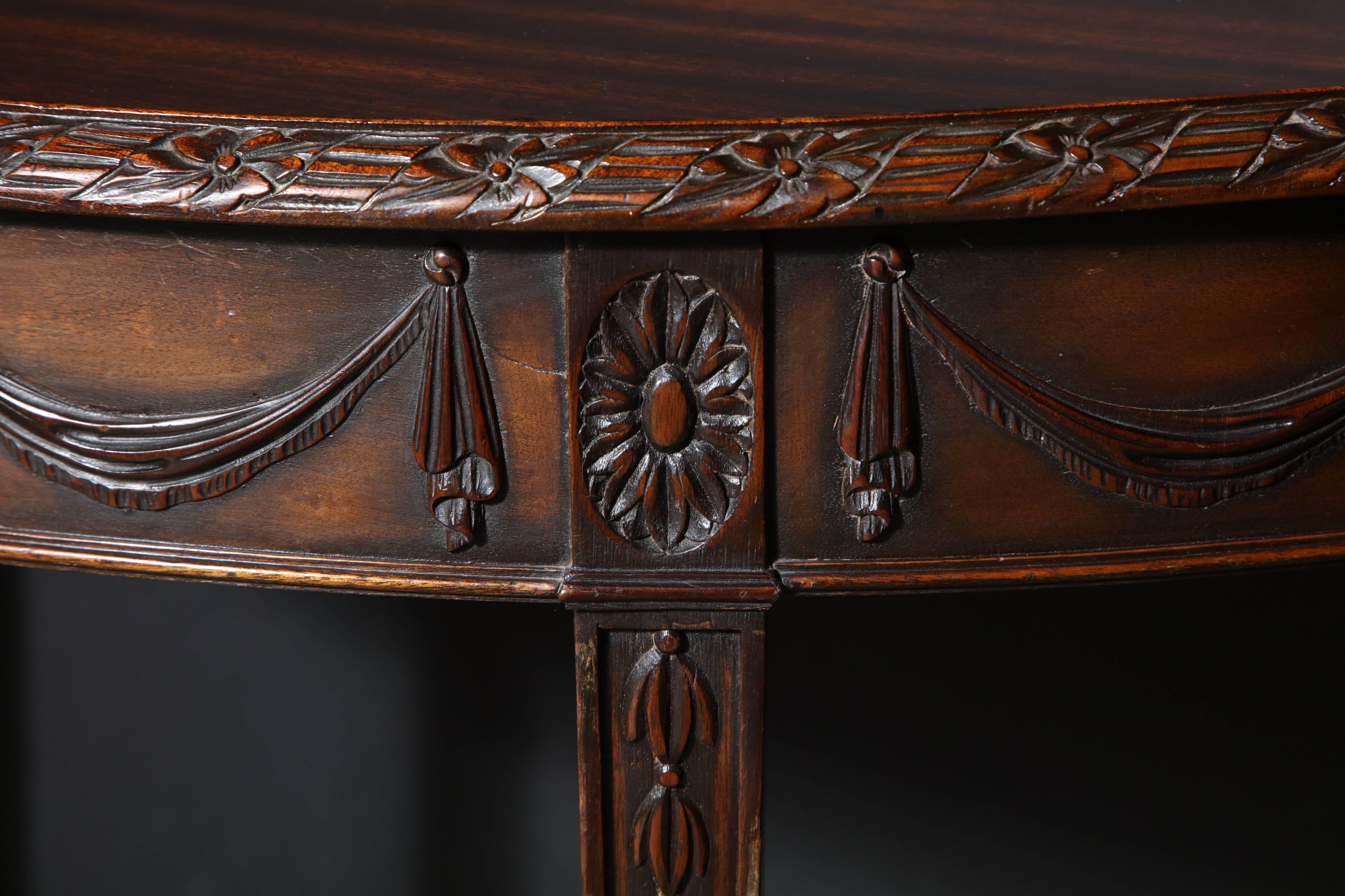 19th Century Pair of George III Demilune Console Tables