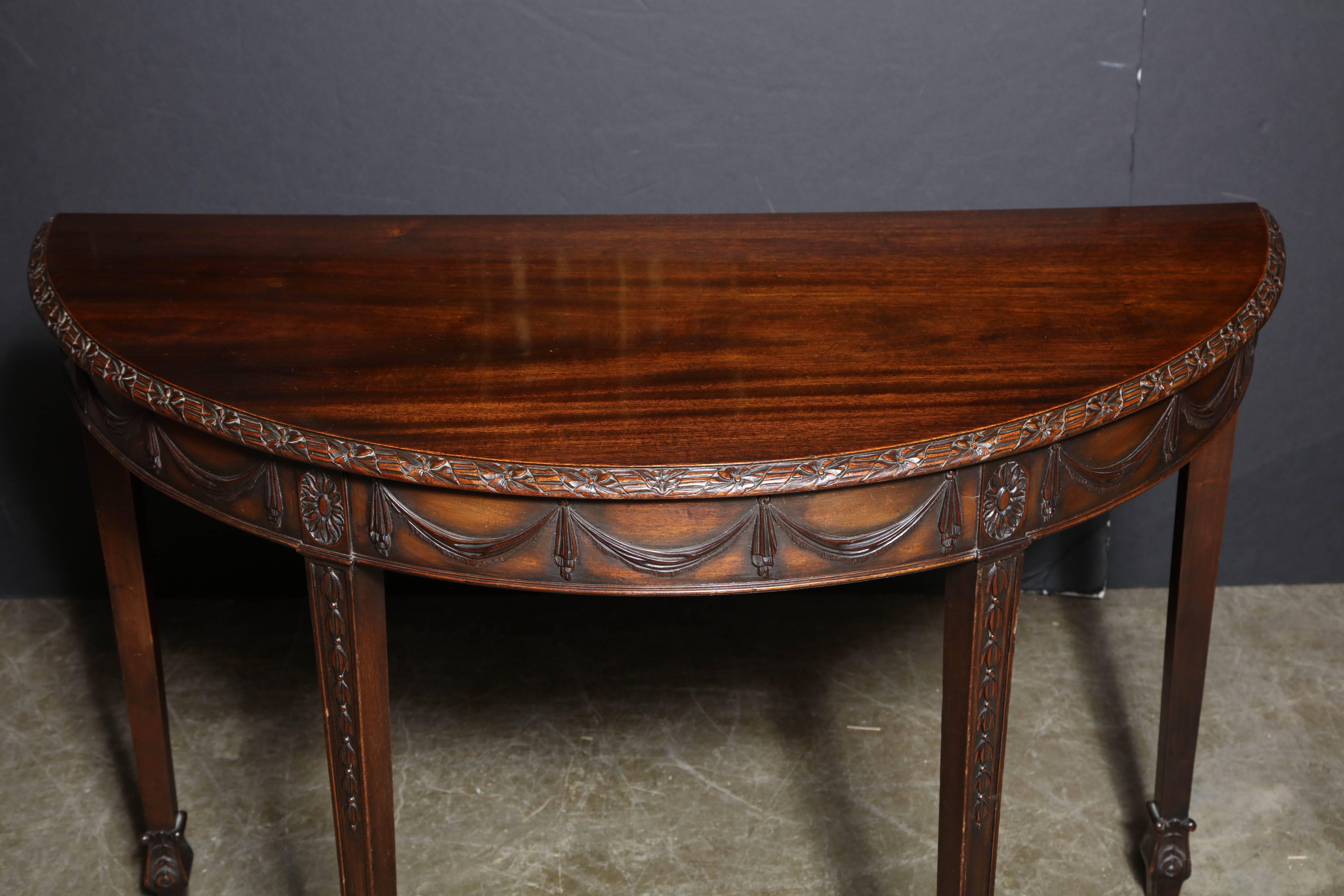Pair of George III Demilune Console Tables 4