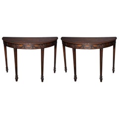 Pair of George III Demilune Console Tables