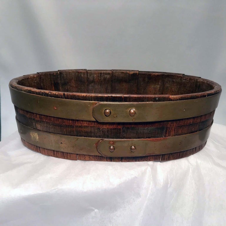 Pair of III English Coopered Oak Oyster Buckets For Sale at 1stdibs