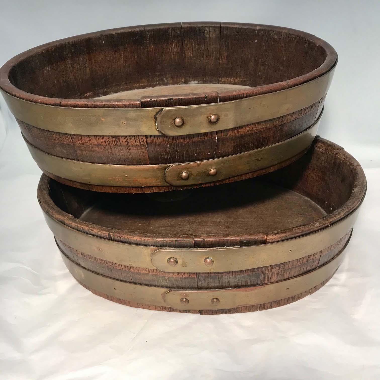 19th Century Pair of George III English Coopered Oak Oyster Buckets