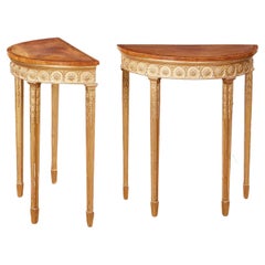 Antique Pair of George III Giltwood and Mahogany Console Tables