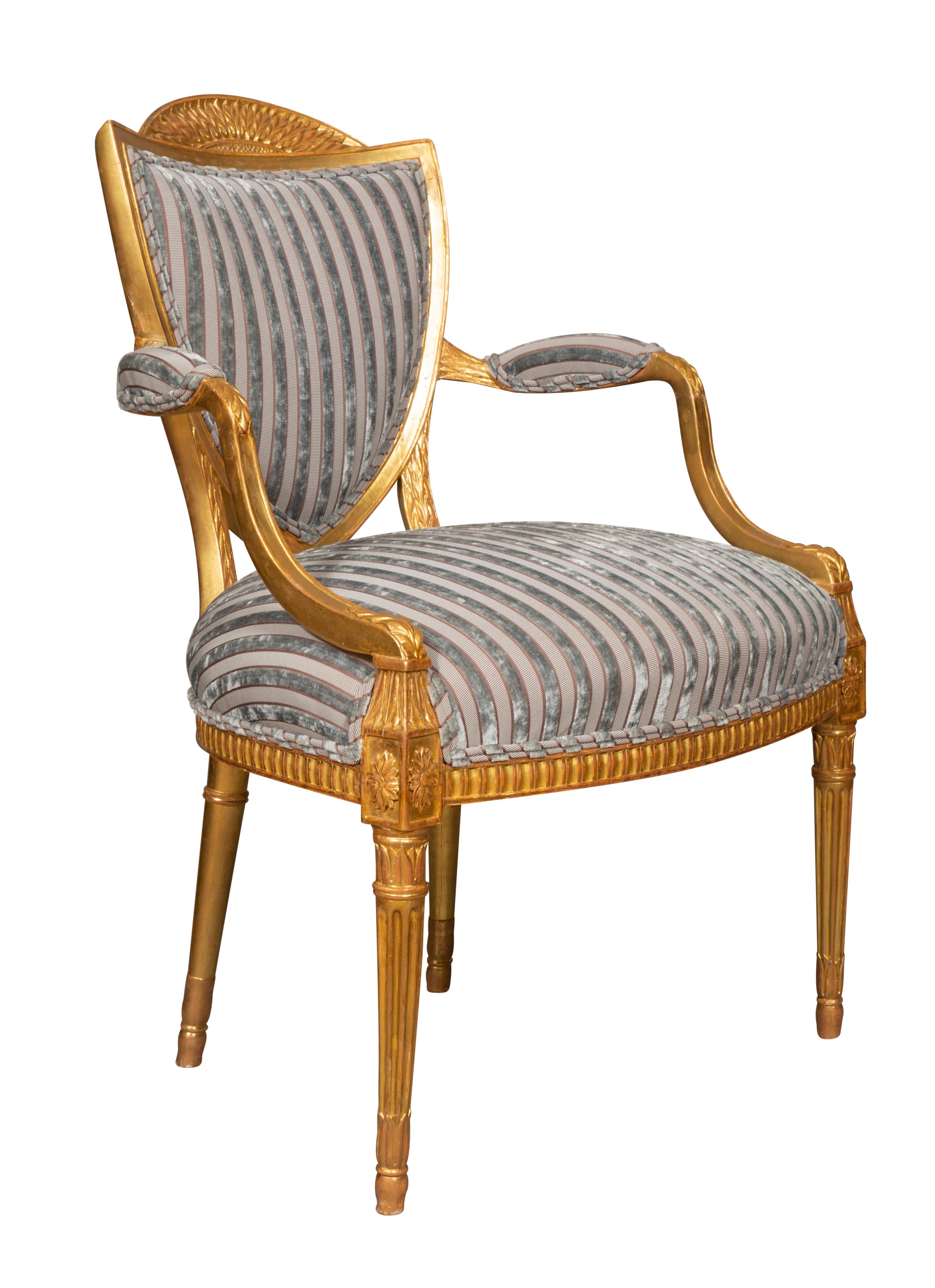 Pair of George III Giltwood Armchairs In Good Condition For Sale In Essex, MA