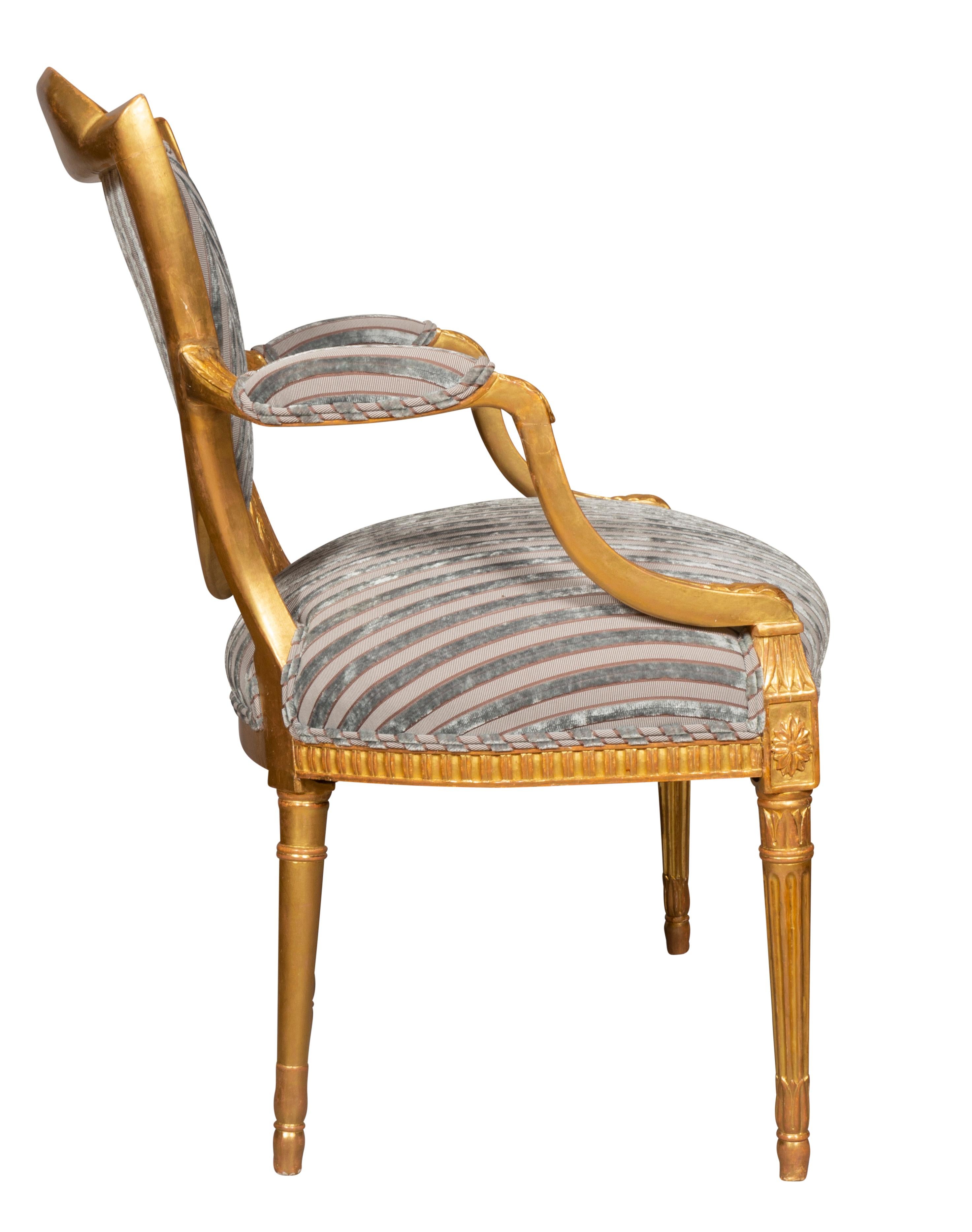 Late 18th Century Pair of George III Giltwood Armchairs For Sale