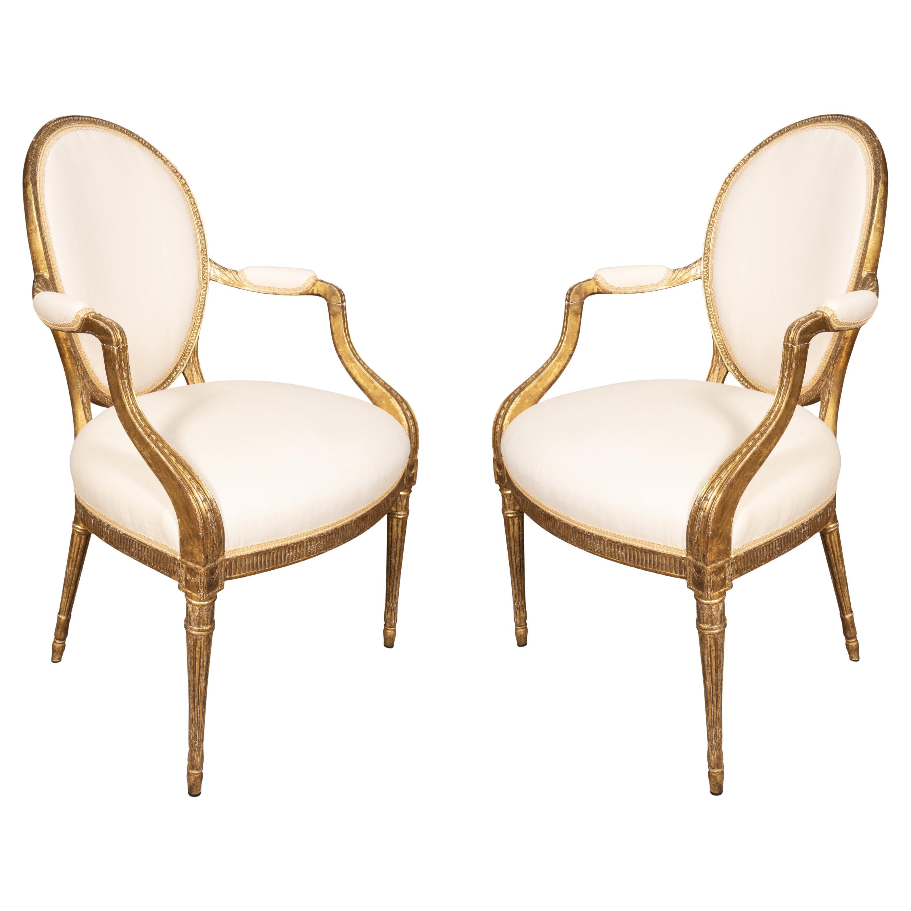 Pair Of George III Giltwood Armchairs