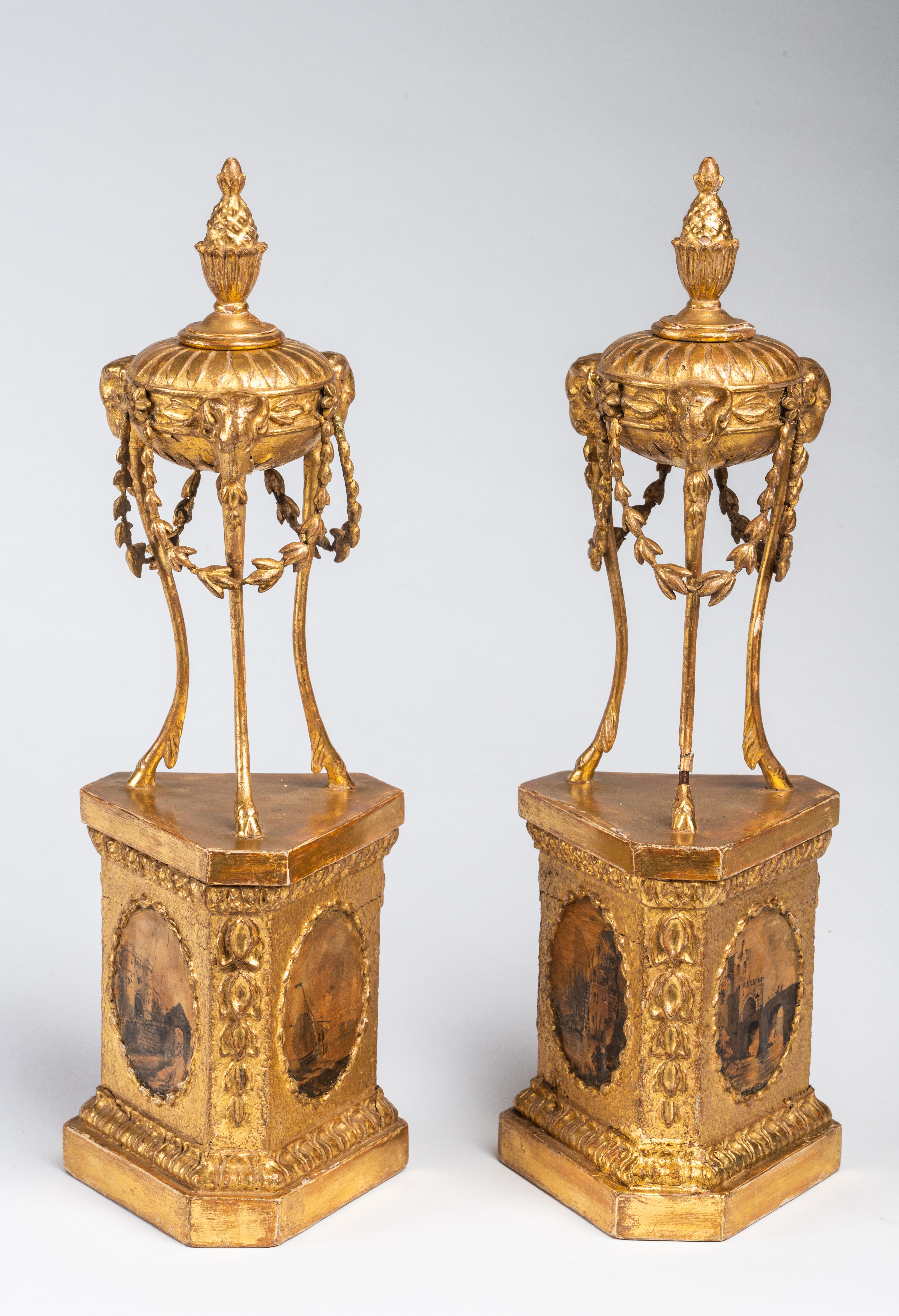 Adam Style Pair of George III Giltwood Atheniennes 'Urns'