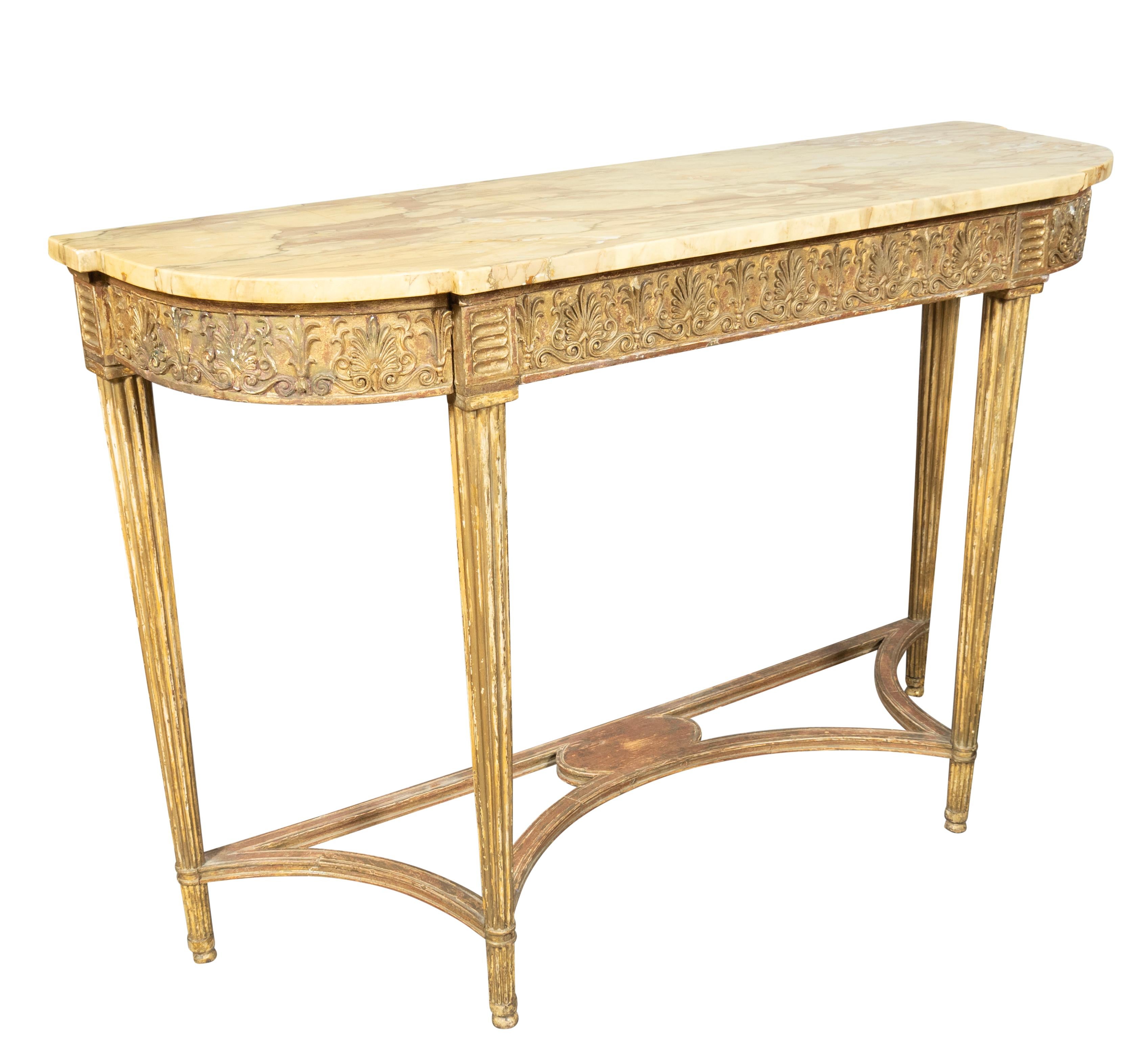 English Pair Of George III Giltwood Console Tables For Sale