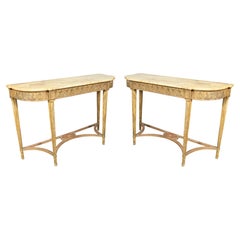 Coppia di tavoli da console in legno dorato di Giorgio III