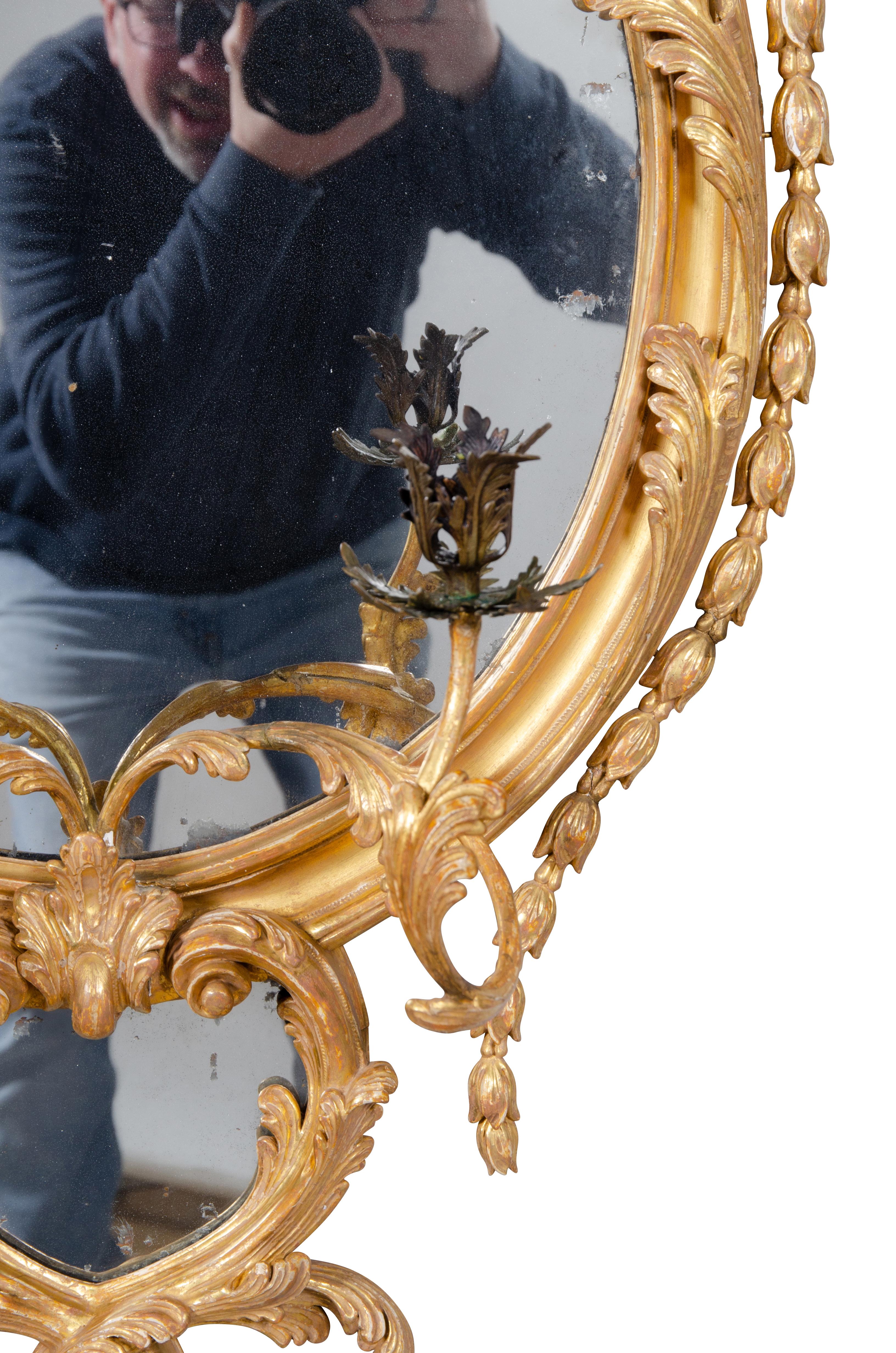 Pair of George III Giltwood Girandole Mirrors 5