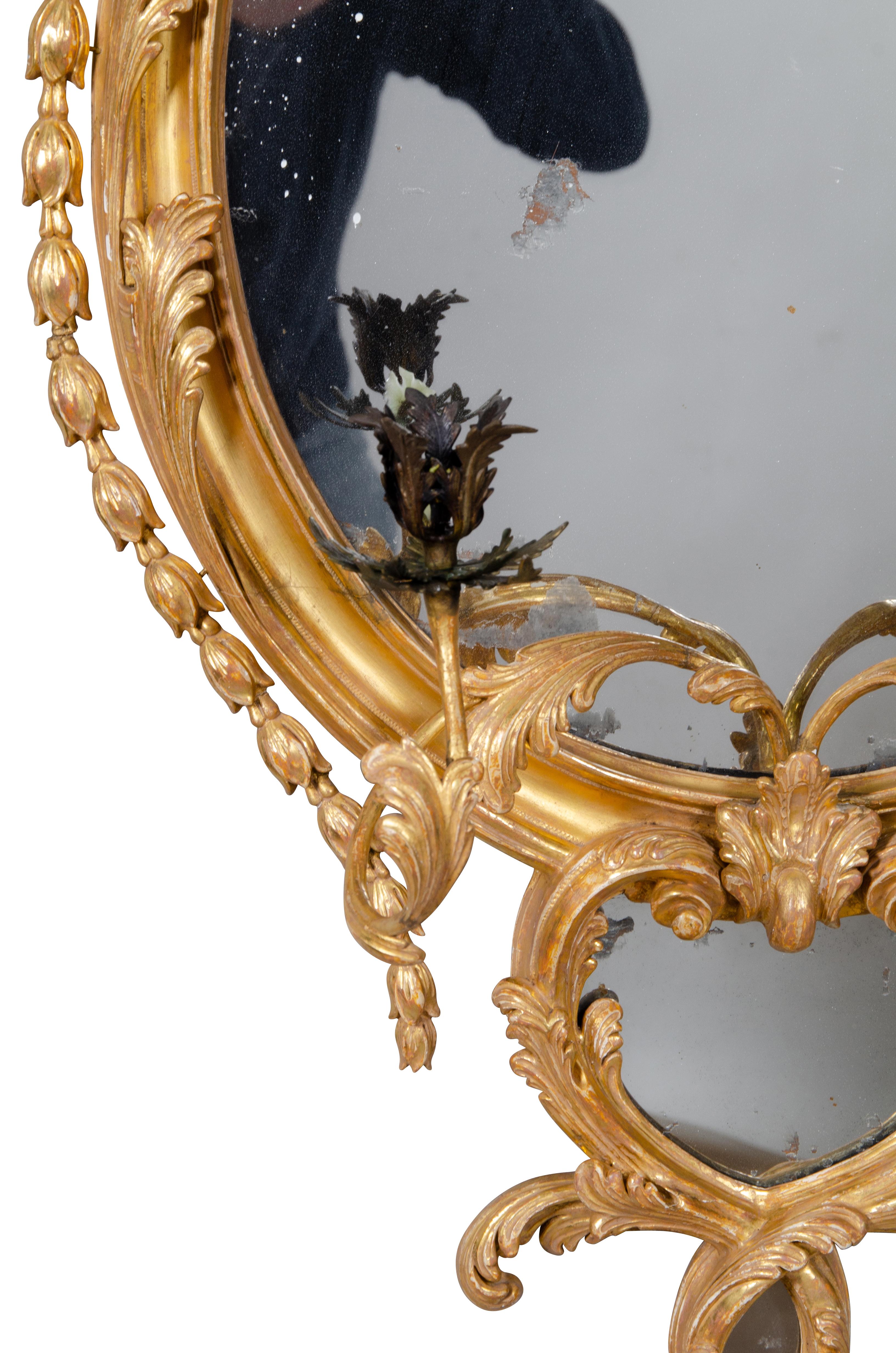 Pair of George III Giltwood Girandole Mirrors 6